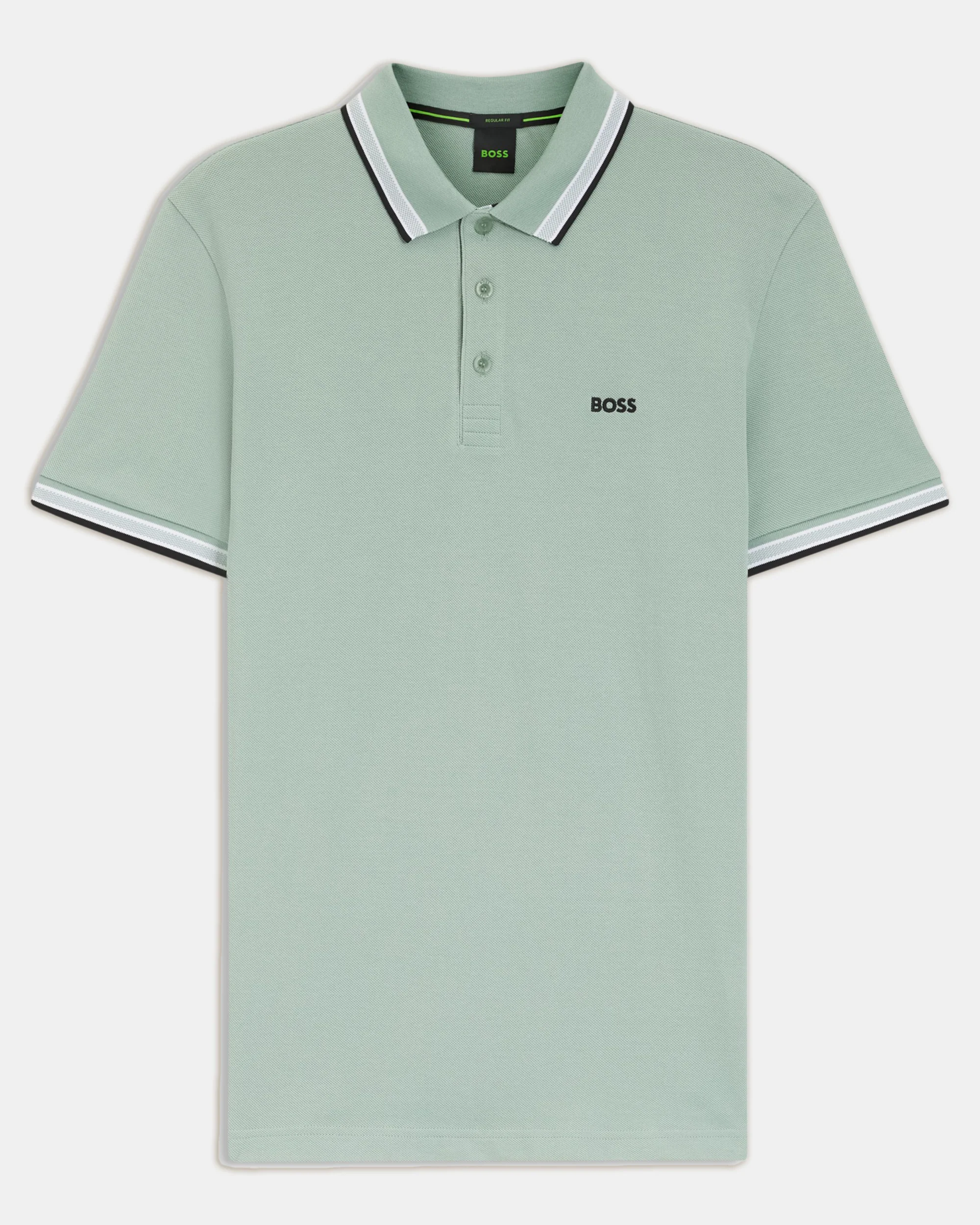 BOSS Green Paddy Mens Cotton-Piqué Polo Shirt with Contrast Logo - Open Green 360 - Image 4