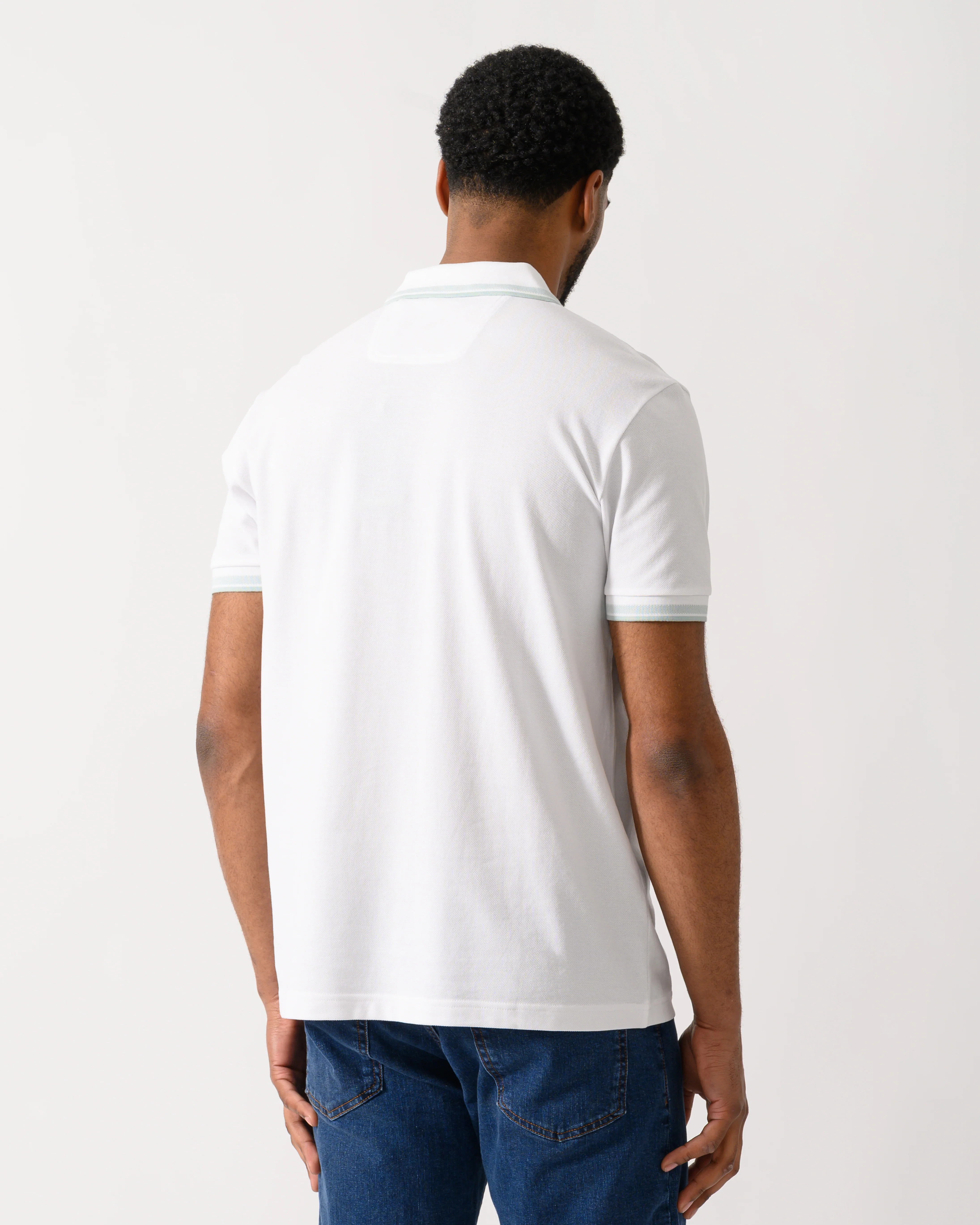 BOSS Green Paddy Mens Cotton-Piqué Polo Shirt with Contrast Logo - Open White 114 - Image 4