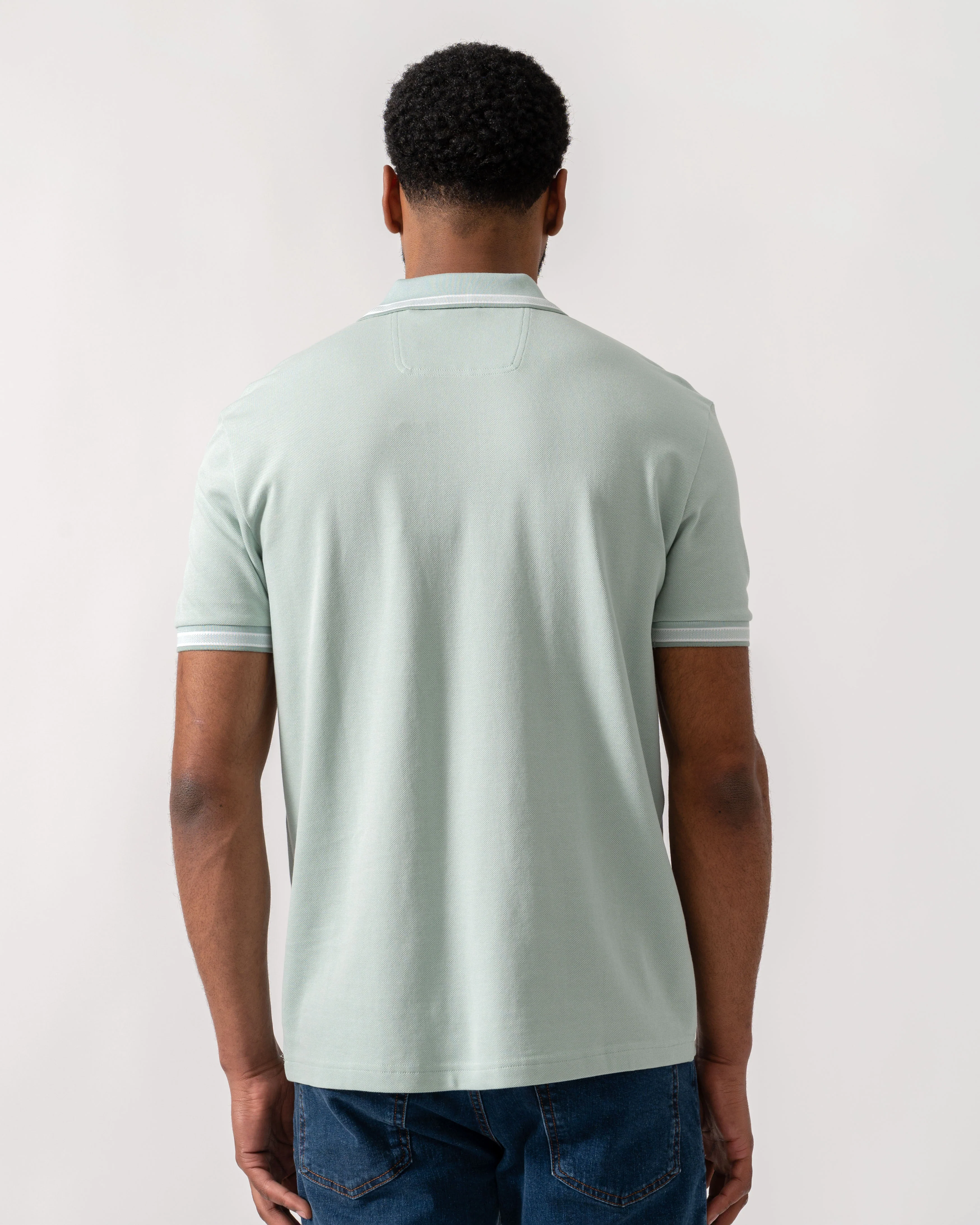 BOSS Green Mens Paddy Cotton-Piqué Polo Shirt with Contrast Logo - Turquoise/Aqua 448 - Image 4
