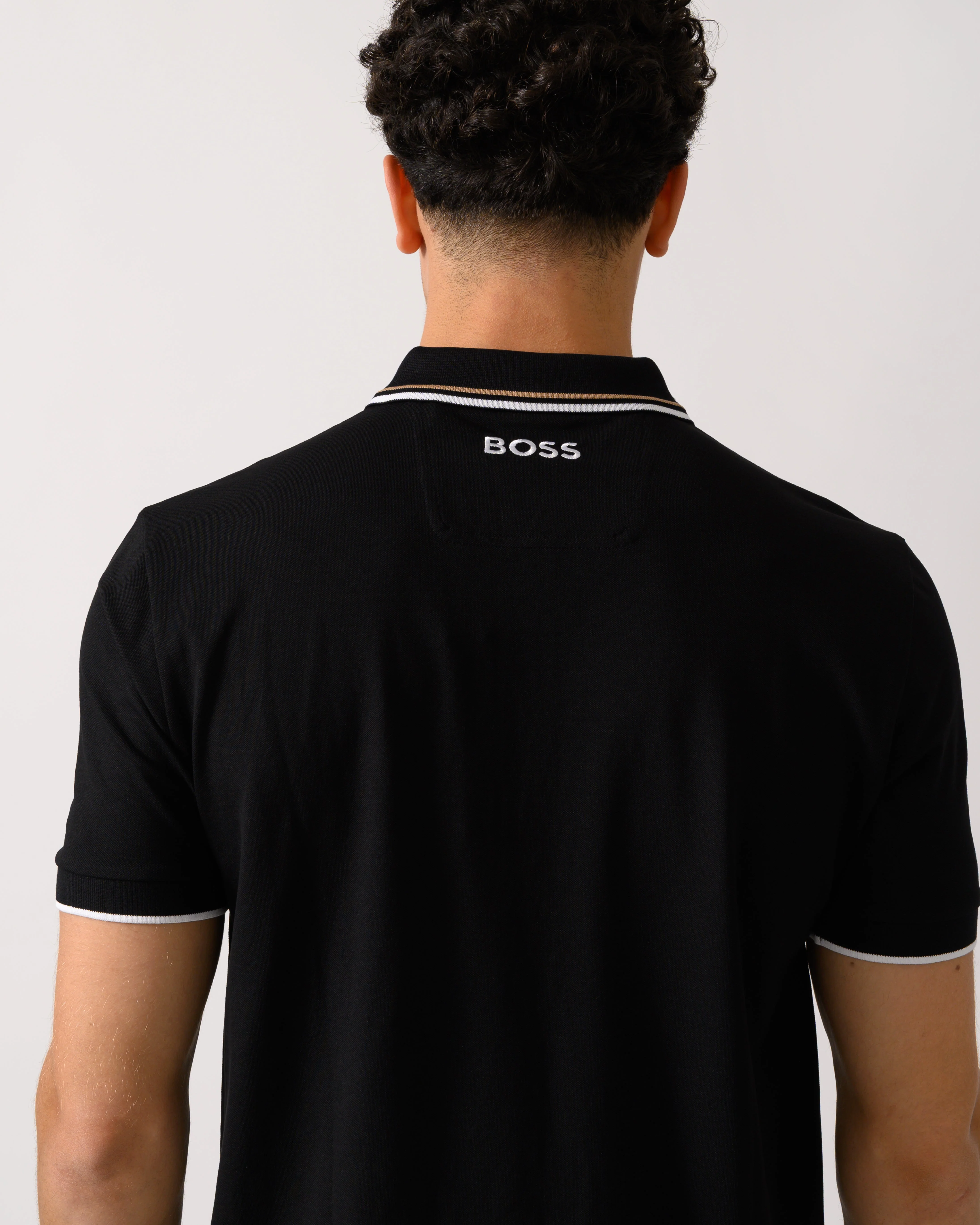 BOSS Green Paddy Pro Mens Cotton Blend Polo Shirt With Contrast Logos NOS - Black 002 - Image 4