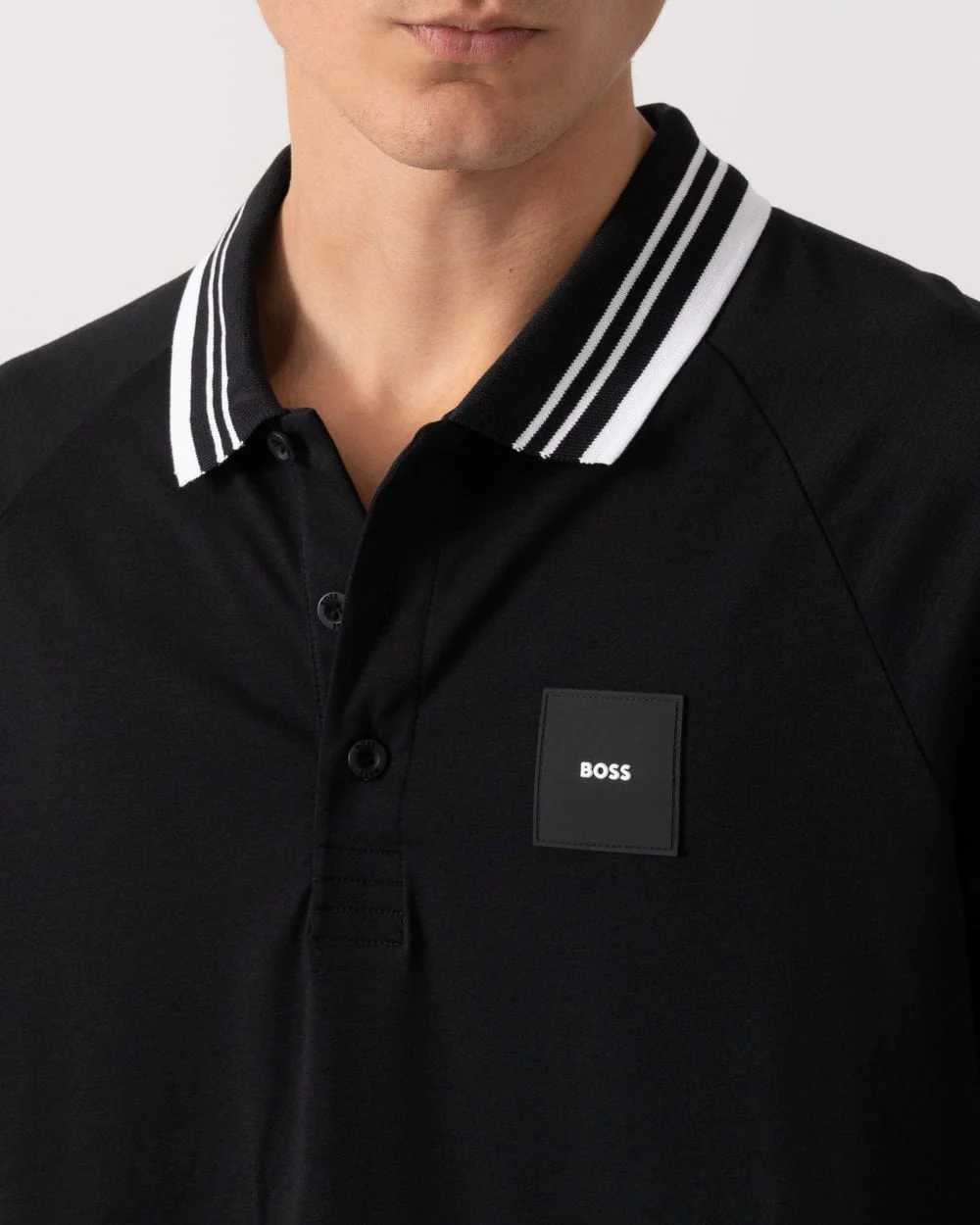 BOSS Green Paddy Rib Mens Polo Shirt - Black 001 - Image 2