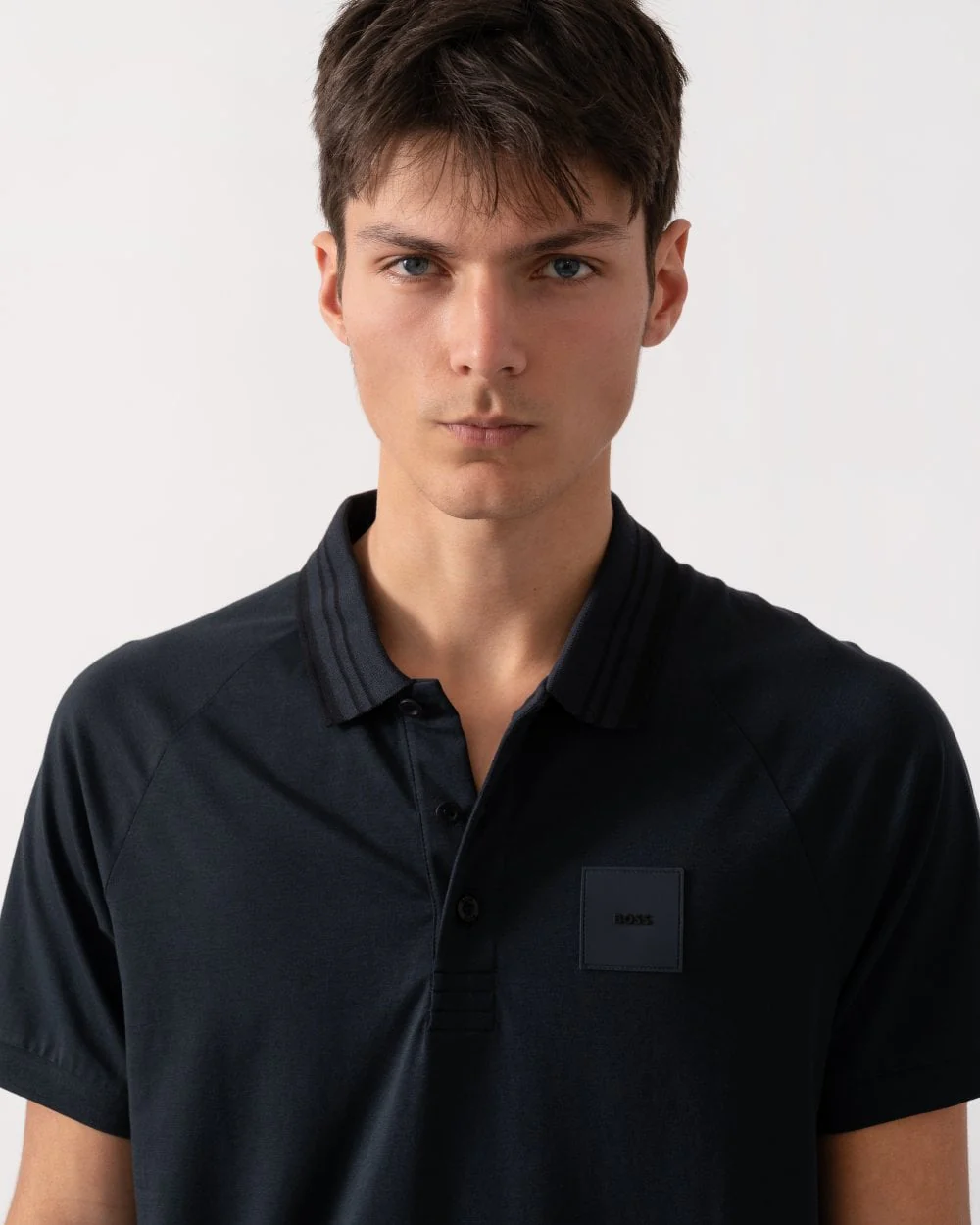 BOSS Green Paddy Rib Mens Polo Shirt - Dark Blue 402 - Image 2