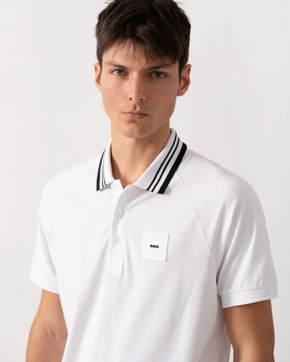 BOSS Green Paddy Rib Mens Polo Shirt - White 100 - Image 2