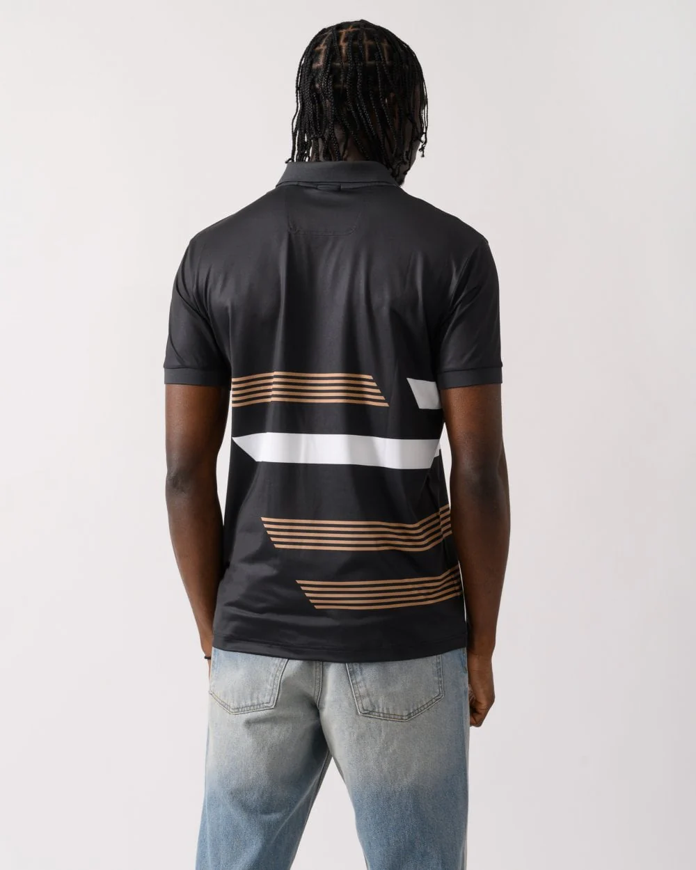 BOSS Green Paddy Tape Print Mens Polo Shirt - Image 4