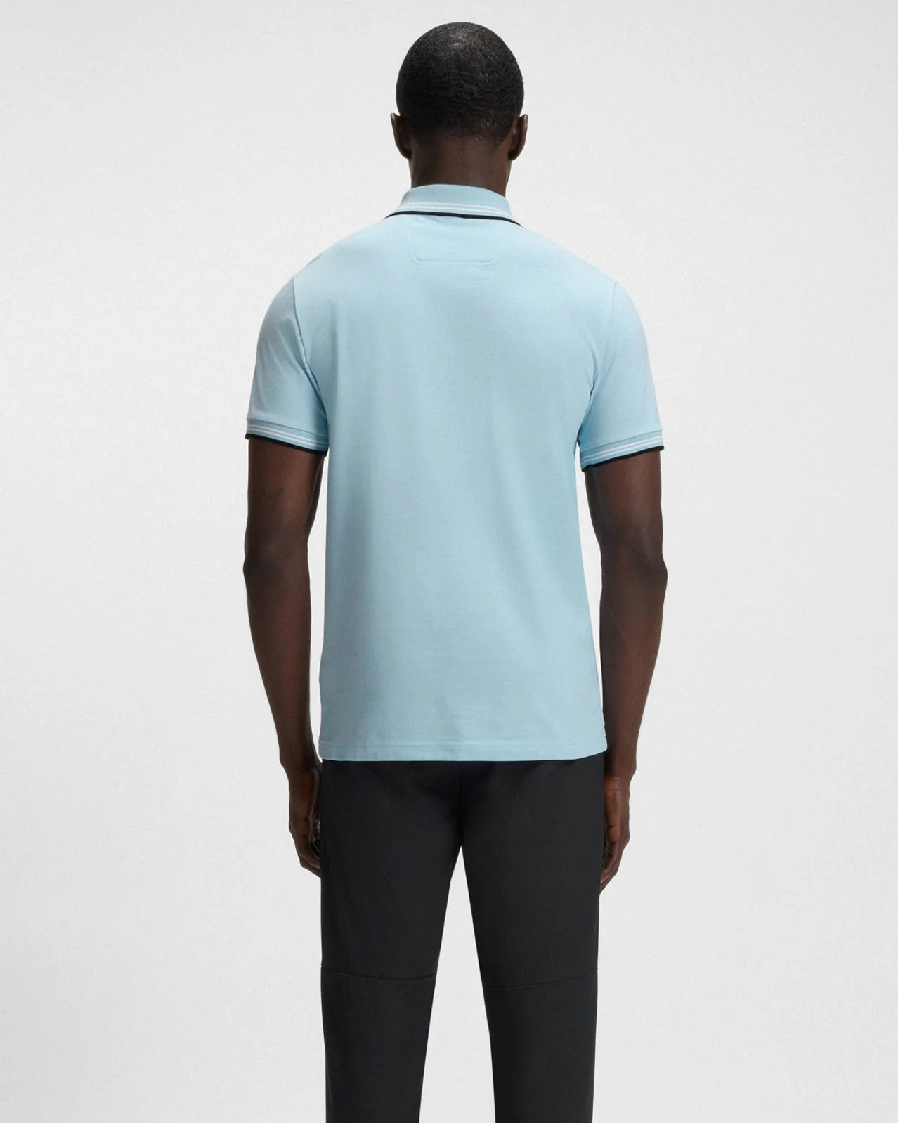 BOSS Green Paul Mens Short Sleeve Polo Shirt With Contrast Tipping - Light/Pastel Blue 455 - Image 2