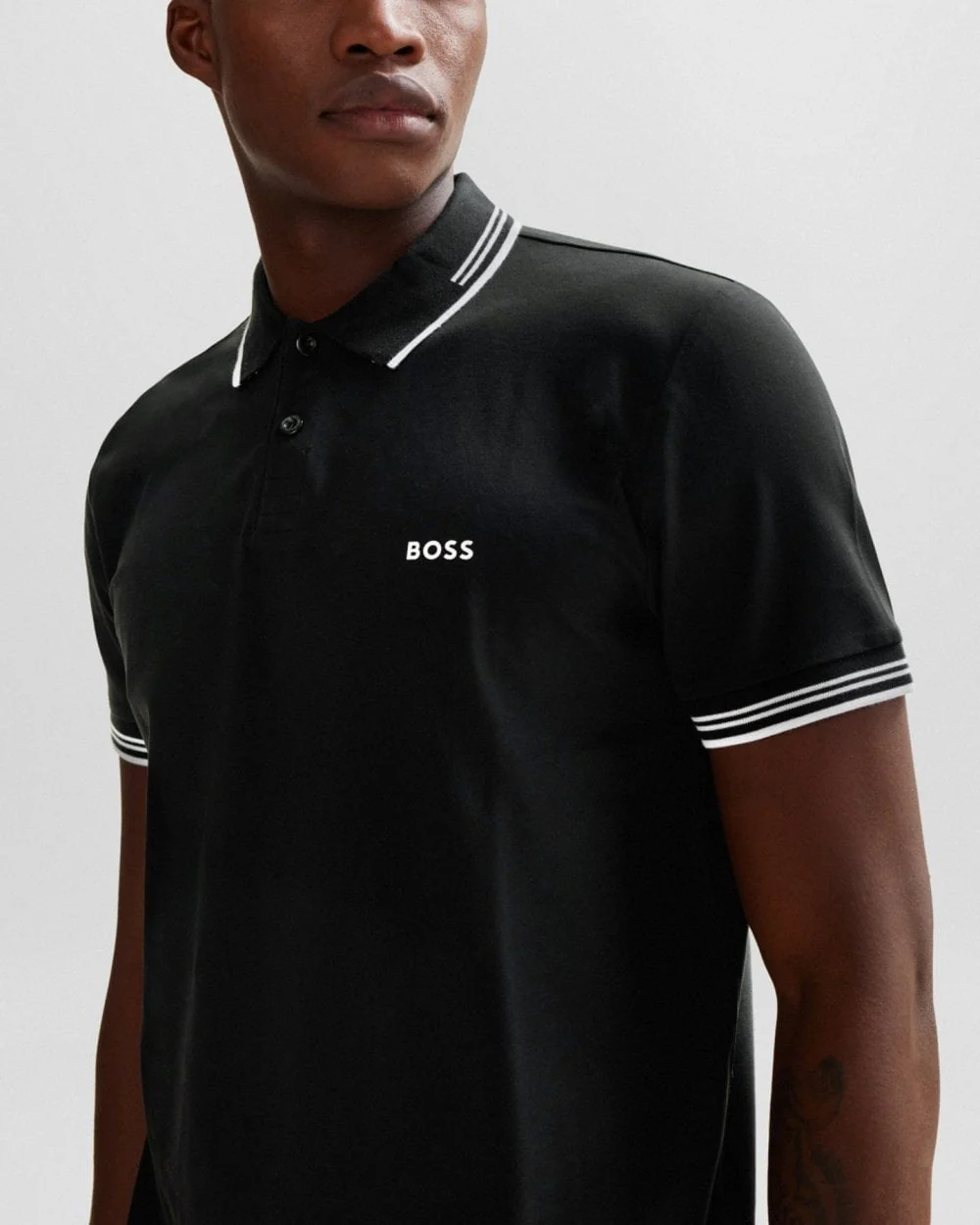 BOSS Green Paul Mens Short Sleeve Polo Shirt With Contrast Tipping NOS - Black 001 - Image 2