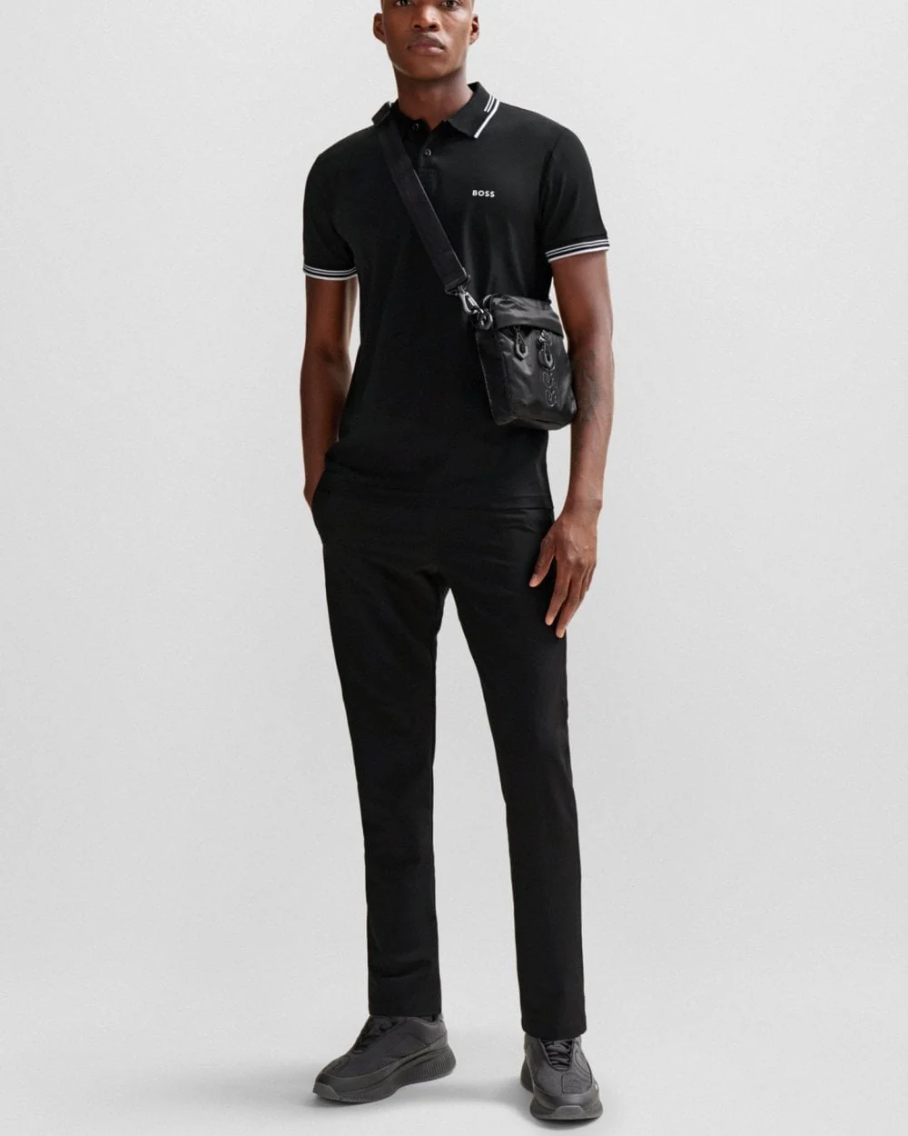 BOSS Green Paul Mens Short Sleeve Polo Shirt With Contrast Tipping NOS - Black 001 - Image 3