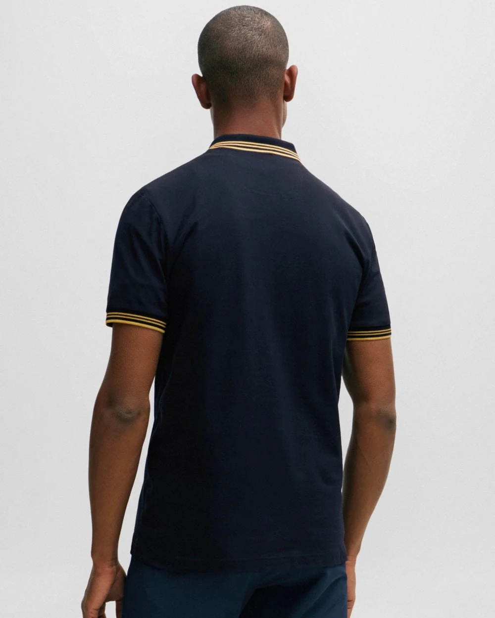BOSS Green Paul Mens Short Sleeve Polo Shirt With Contrast Tipping NOS - Dark Blue 401 - Image 4