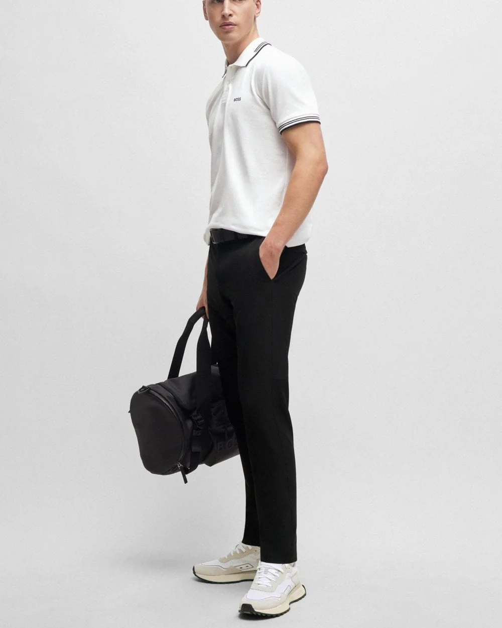 BOSS Green Paul Mens Short Sleeve Polo Shirt With Contrast Tipping NOS - White 100 - Image 3
