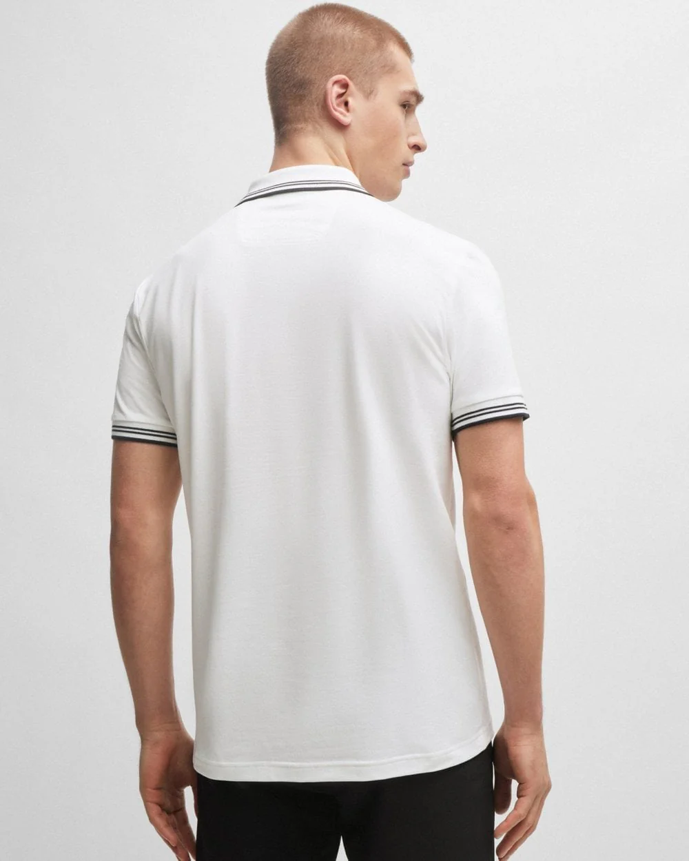BOSS Green Paul Mens Short Sleeve Polo Shirt With Contrast Tipping NOS - White 100 - Image 4
