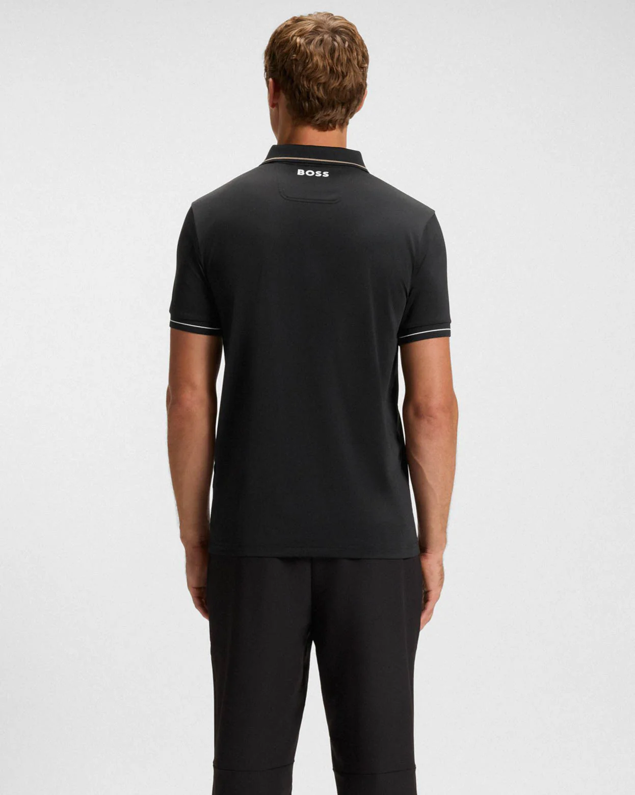BOSS Green Paul Pro Mens Tipped Polo Shirt - Black 005 - Image 2
