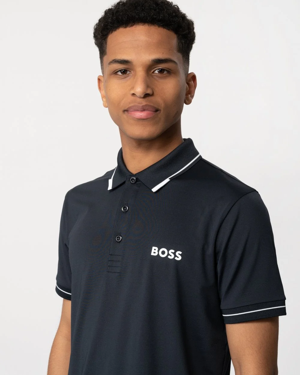 BOSS Green Paul Pro Mens Tipped Polo Shirt - Dark Blue 403 - Image 2