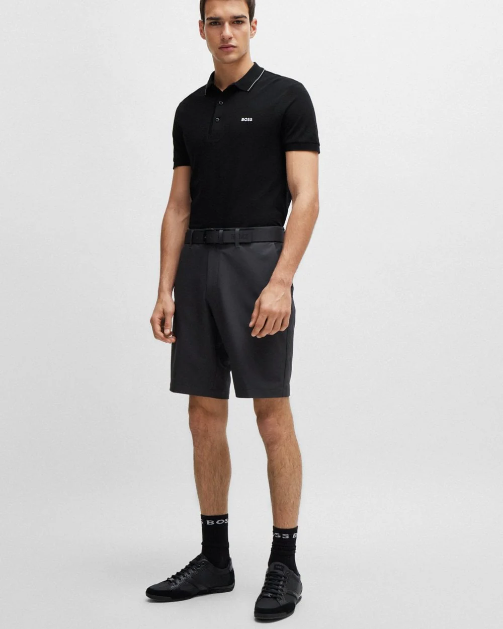 BOSS Green Paule 4 Mens Tipped Collar Polo Shirt NOS - Black 003 - Image 3