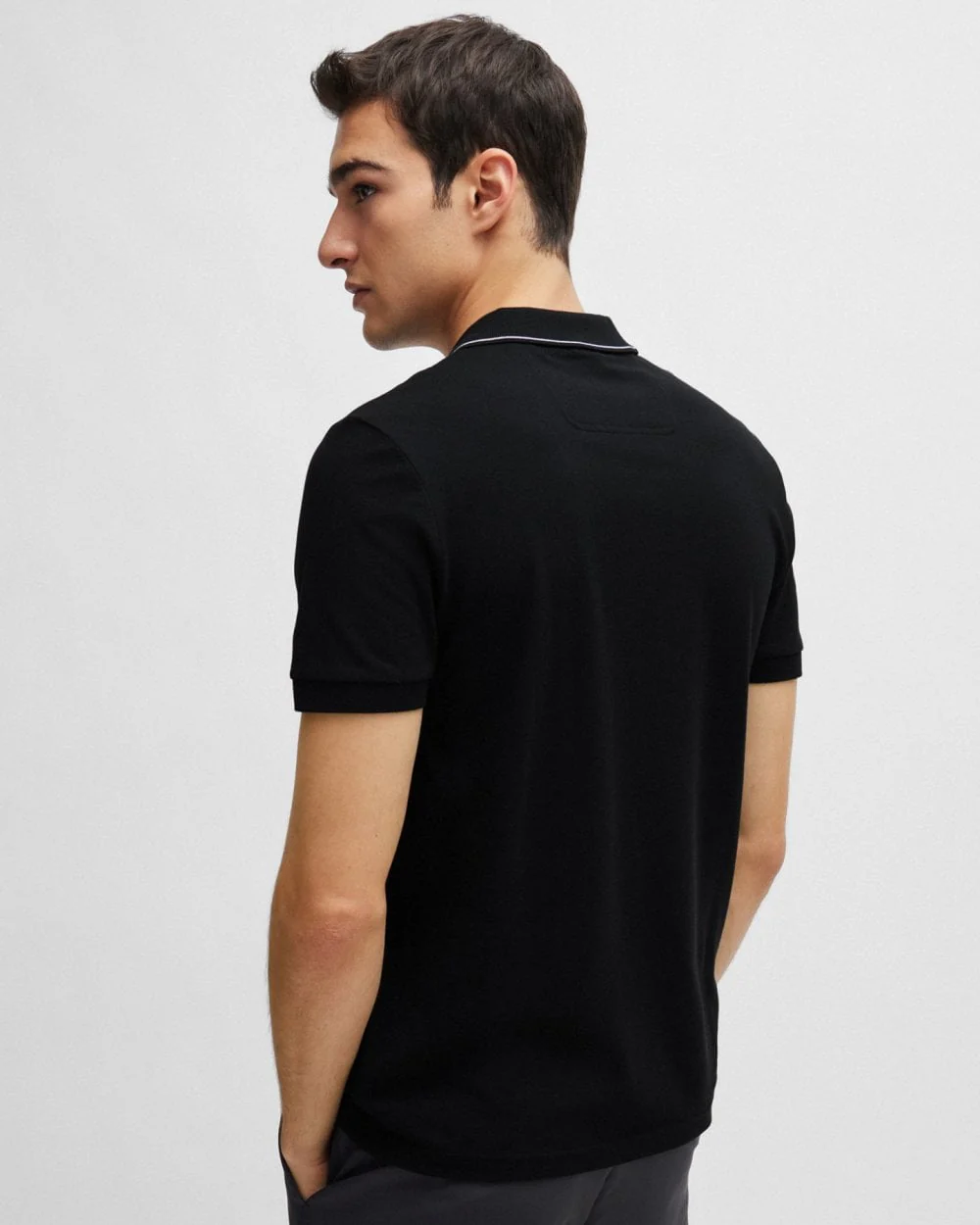 BOSS Green Paule 4 Mens Tipped Collar Polo Shirt NOS - Black 003 - Image 4