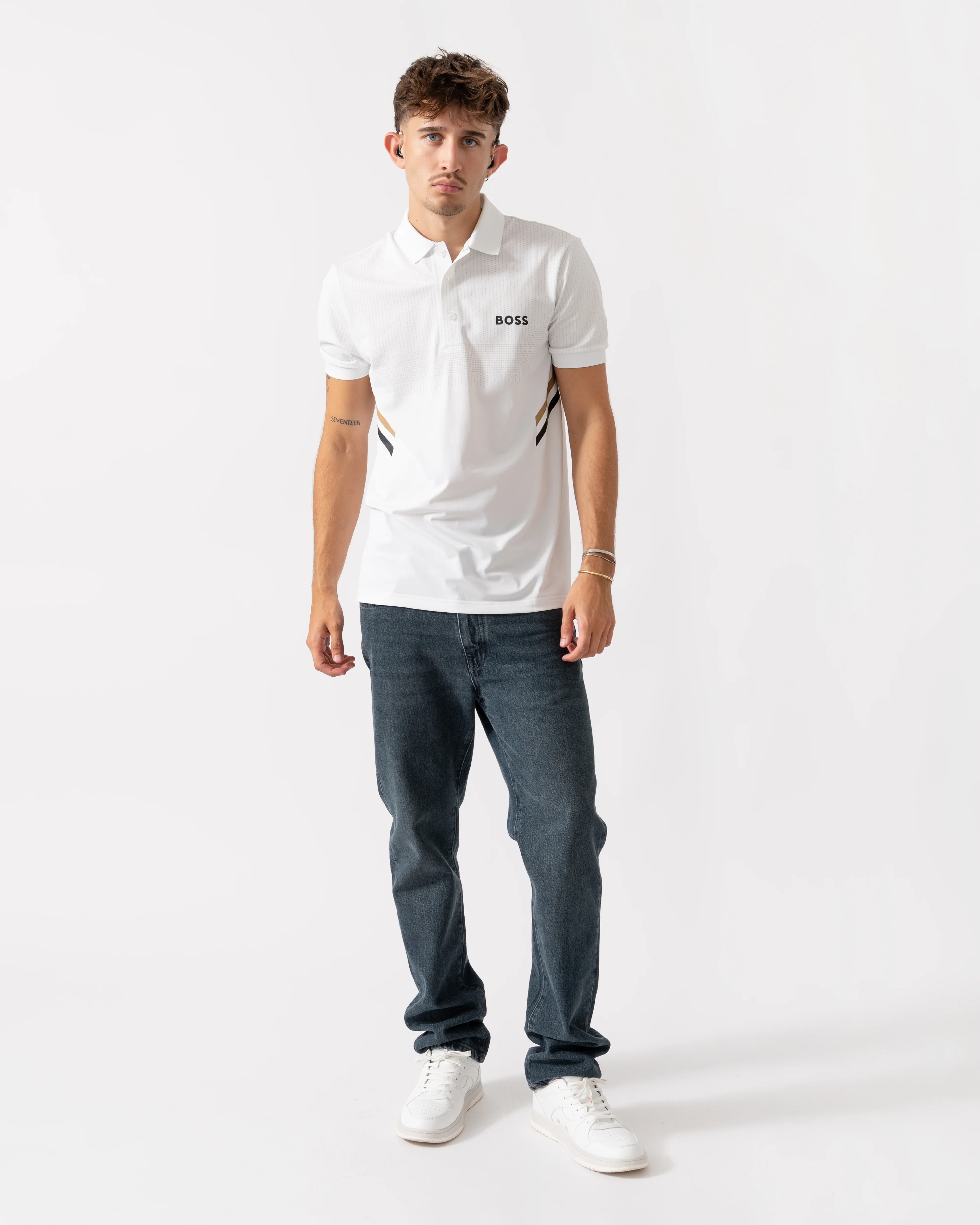 BOSS Green Paule TOC Mens Polo Shirt - White 100 - Image 2