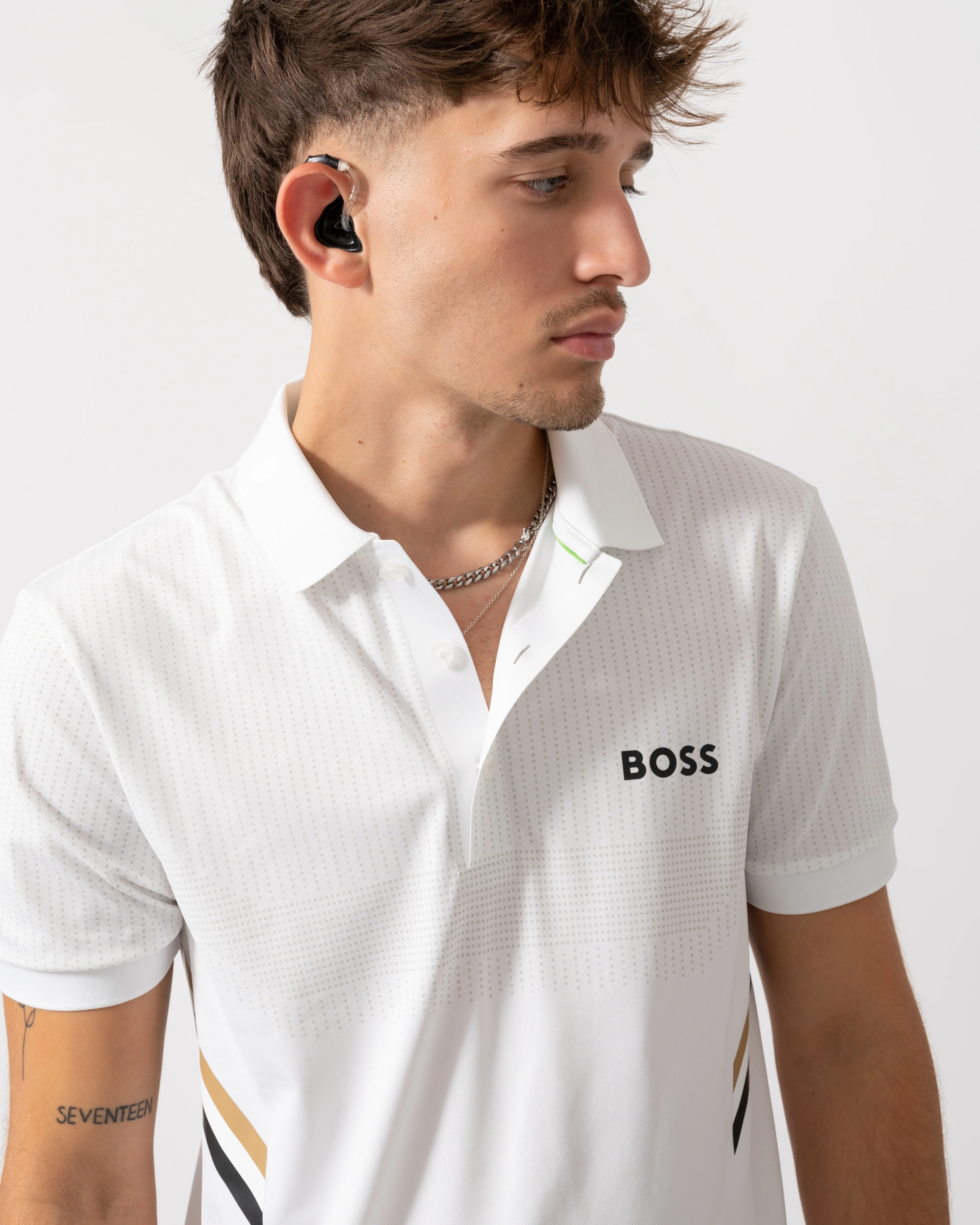 BOSS Green Paule TOC Mens Polo Shirt - White 100 - Image 3