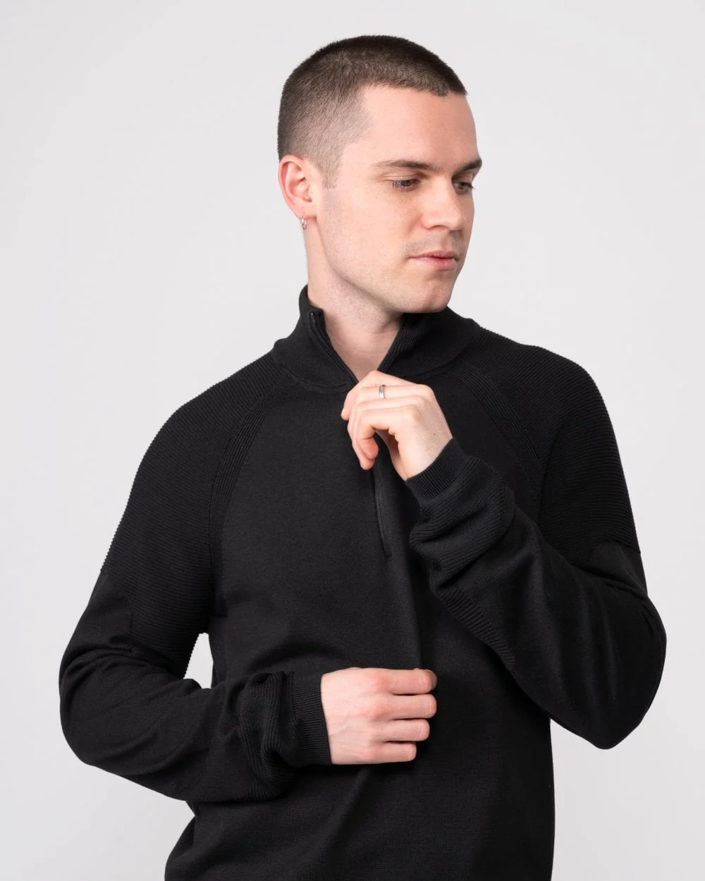 BOSS Green Perform-X Quarter Zip Mens Jumper - Black 001 - Image 3