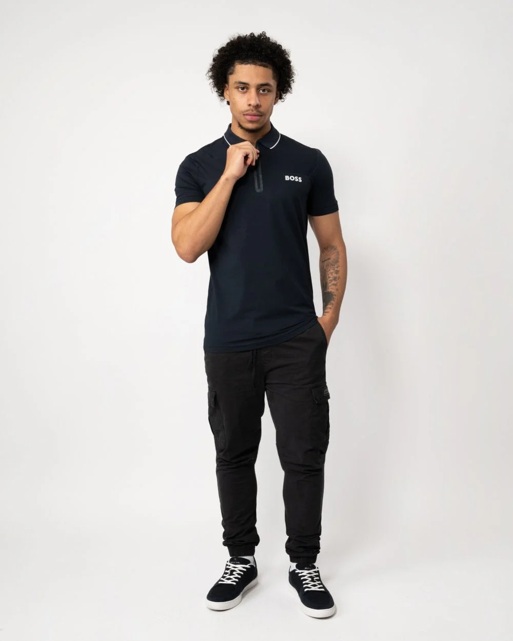 BOSS Green Philix Mens Slim Fit Zip-Neck Polo Shirt - Image 4