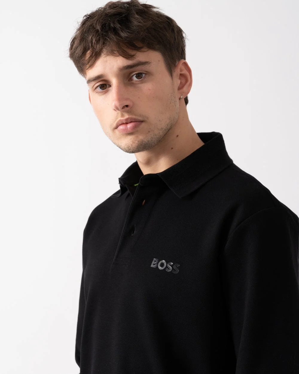 BOSS Green Plisy Mirror Mens Long Sleeve Polo Shirt - Image 2