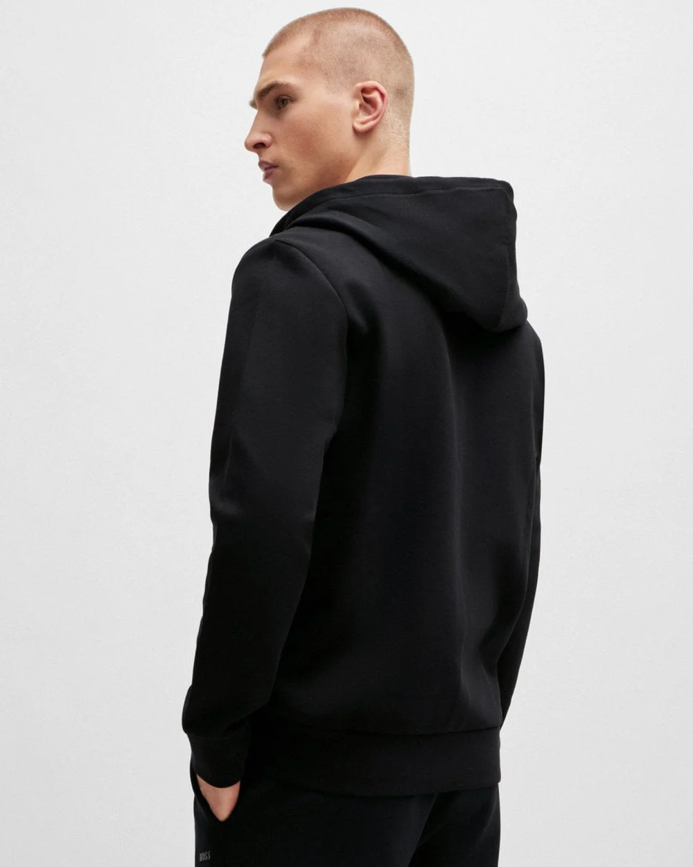BOSS Green Saggy Mens Stretch Cotton Zip-Up Hoodie with Logo Print NOS - Black 001 - Image 4