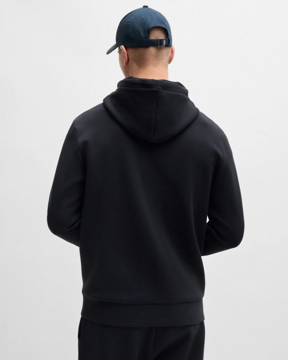 BOSS Green Saggy Mens Stretch Cotton Zip-Up Hoodie with Logo Print NOS - Dark Blue 402 - Image 4