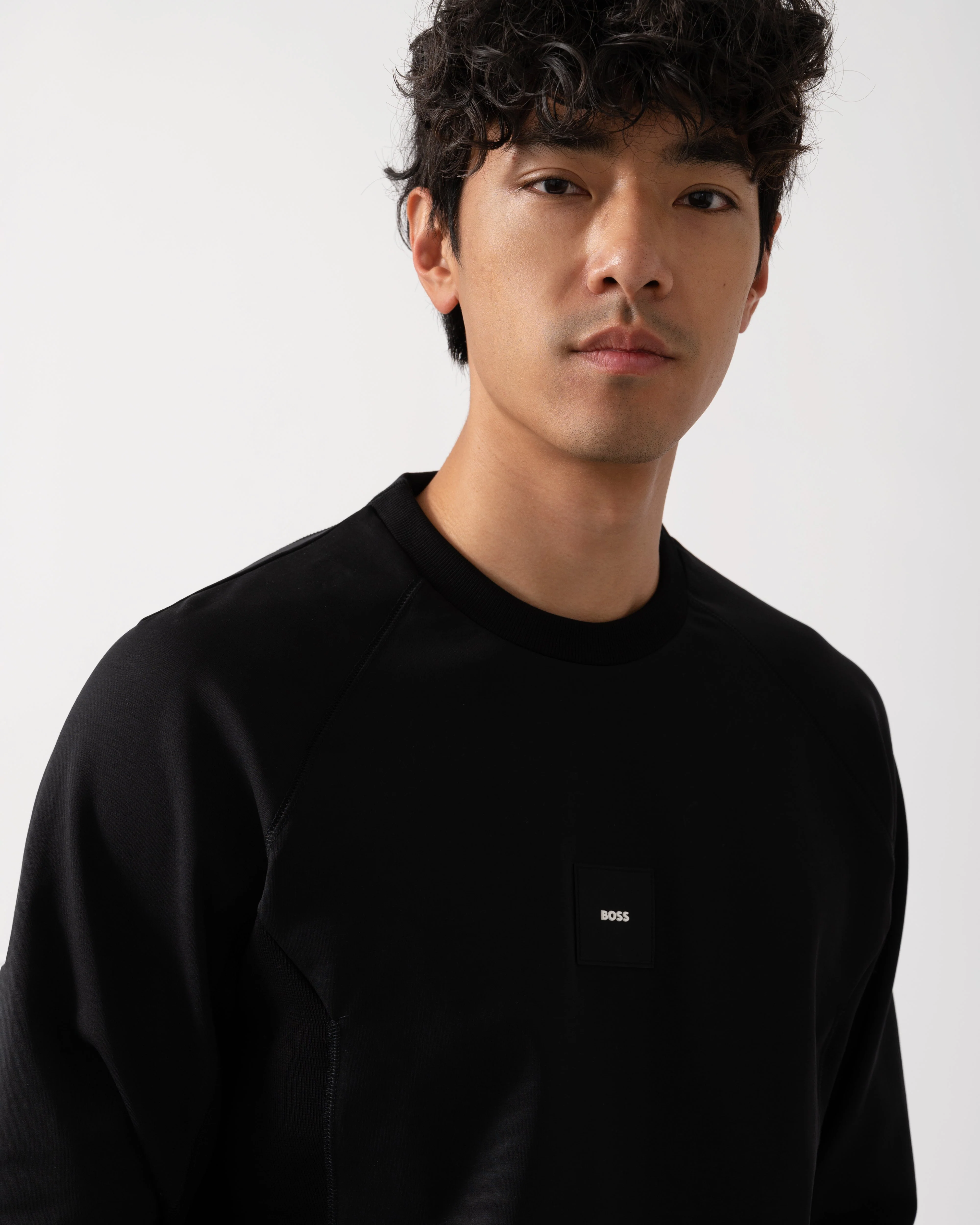 BOSS Green Salbo Rib Mens Crew Neck Sweatshirt - Black 001 - Image 2