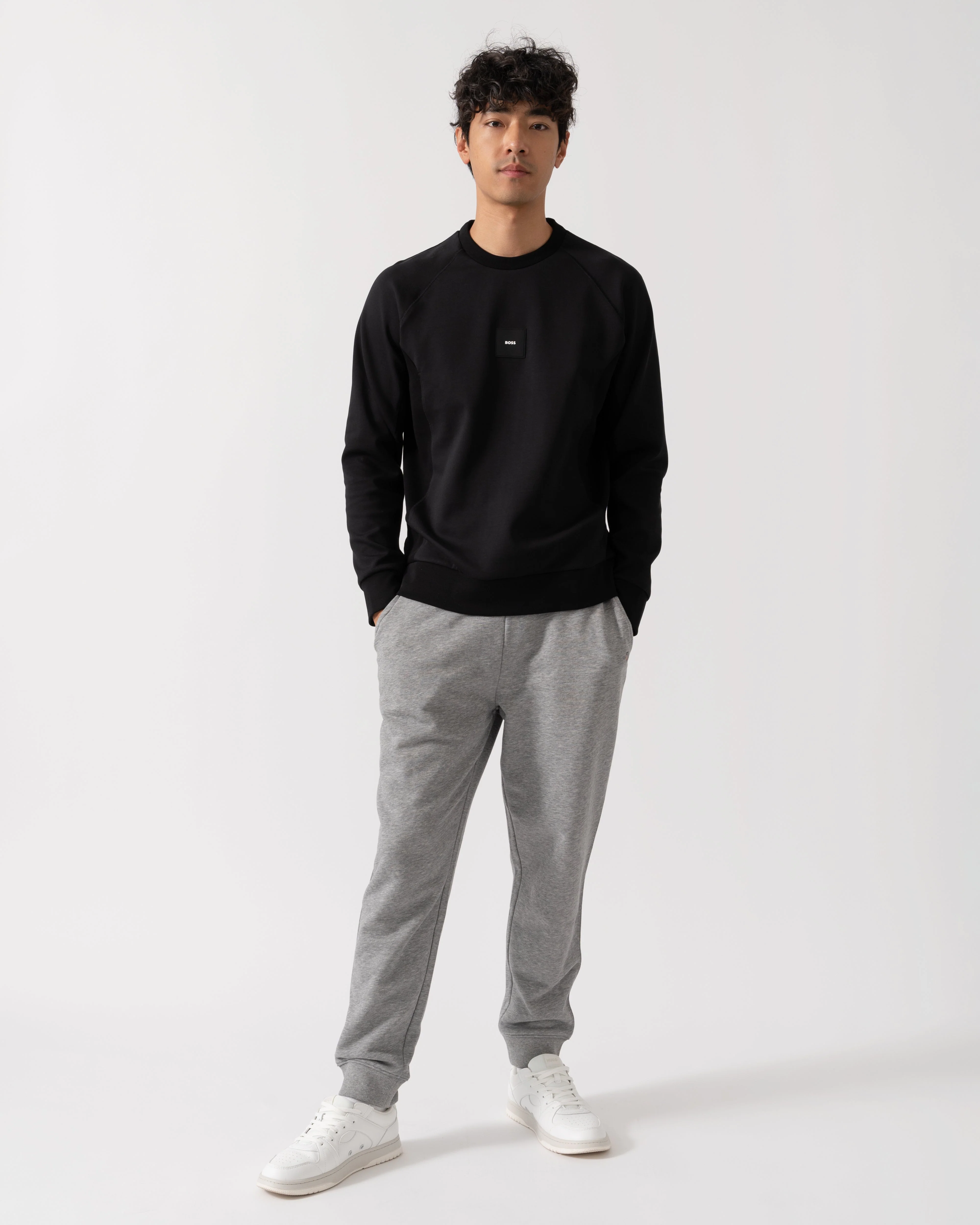 BOSS Green Salbo Rib Mens Crew Neck Sweatshirt - Black 001 - Image 3