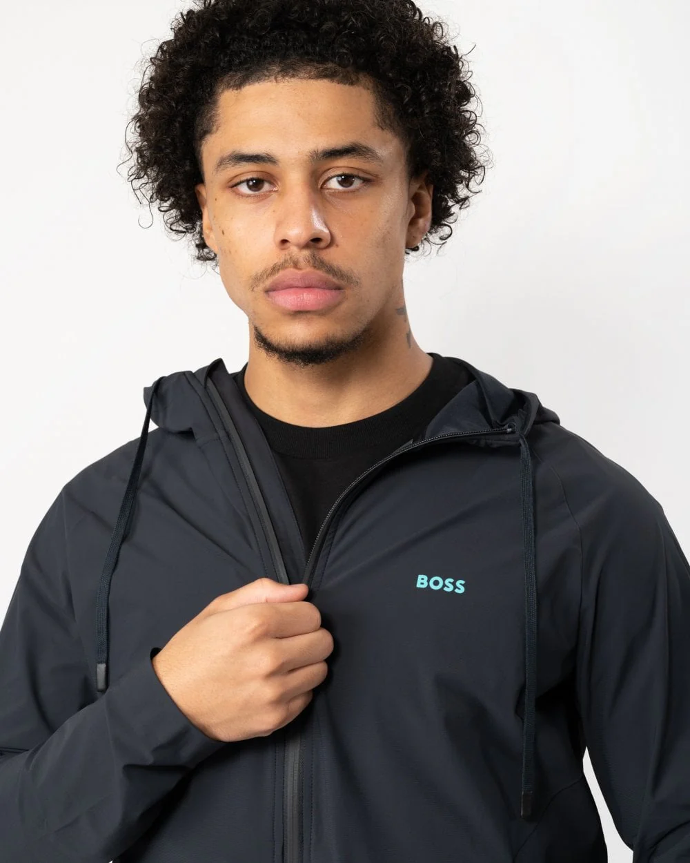 BOSS Green Sicon Active 1 Mens Zip-Up Hoodie With Decorative Reflective Details - Image 4
