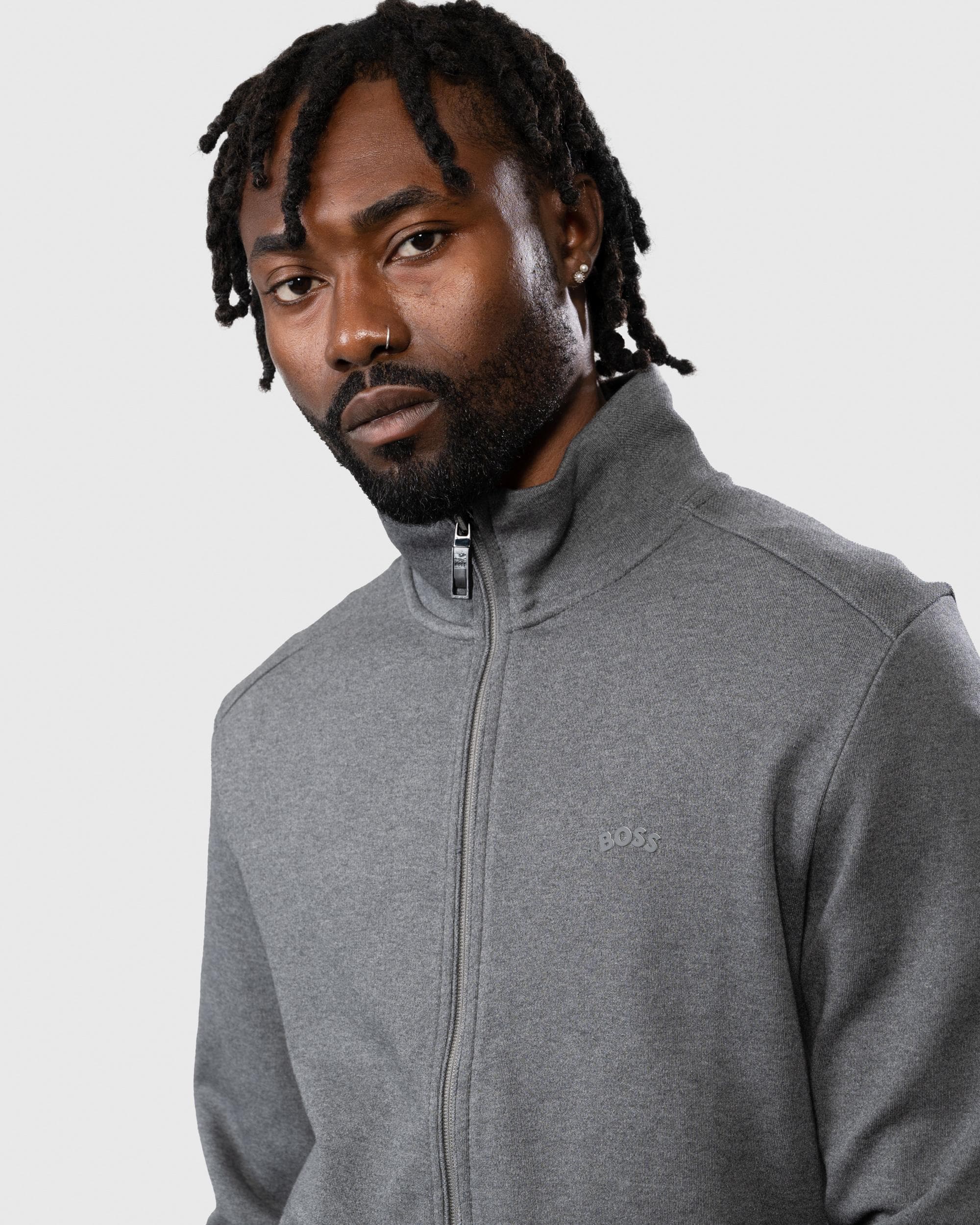 BOSS Green Skaz Curved Mens Full Zip Funnel Neck Sweatshirt - Image 2