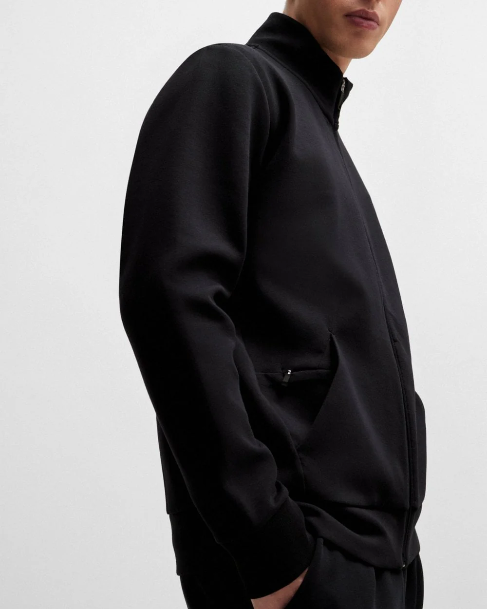 BOSS Green Skaz Mens Stretch-Cotton Full Zip Sweatshirt with Logo Print - Black 001 - Image 3