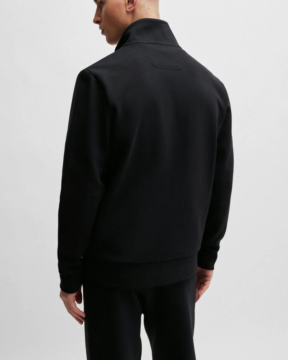 BOSS Green Skaz Mens Stretch-Cotton Full Zip Sweatshirt with Logo Print - Black 001 - Image 4