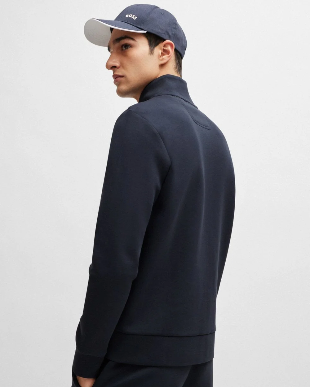 BOSS Green Skaz Mens Stretch-Cotton Full Zip Sweatshirt with Logo Print - Dark Blue 402 - Image 4