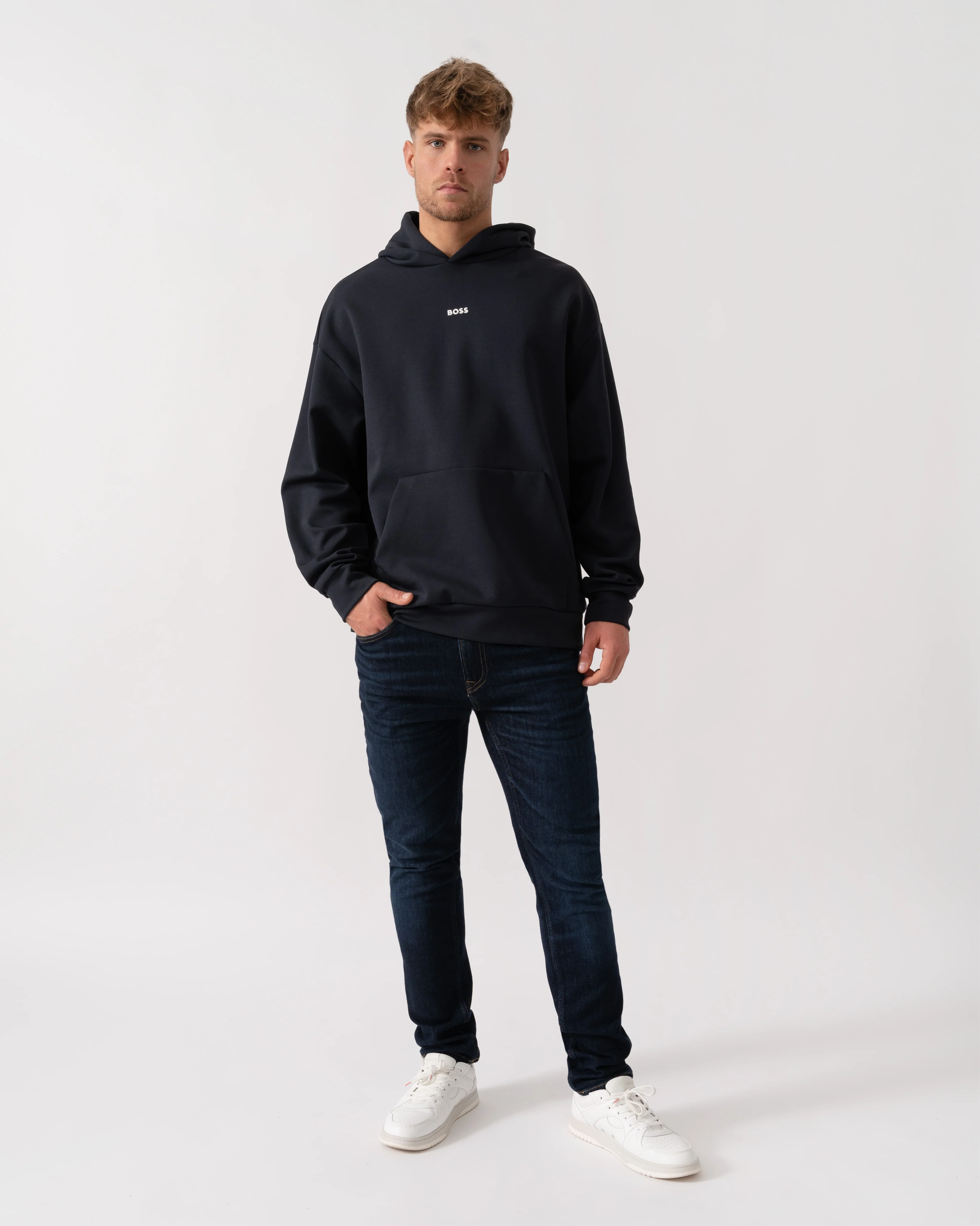 BOSS Green Sly Zone Mens Pullover Hoodie - Dark Blue 403 - Image 2