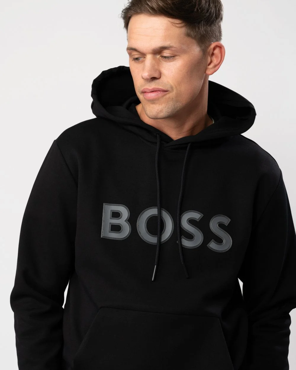 BOSS Green Soody 1 Mens Pullover Hoodie with Logo Print - Image 2