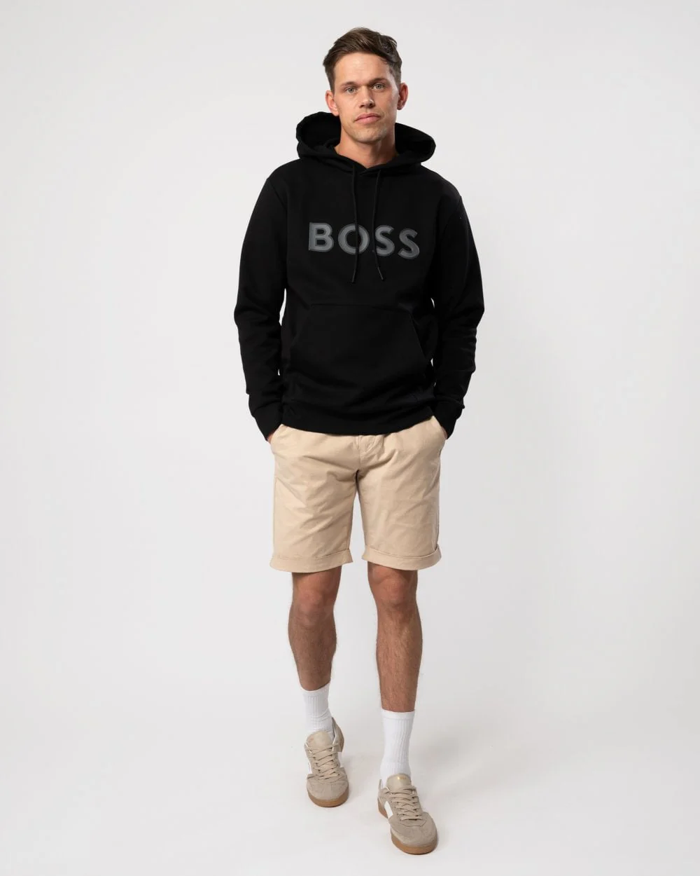 BOSS Green Soody 1 Mens Pullover Hoodie with Logo Print - Image 3