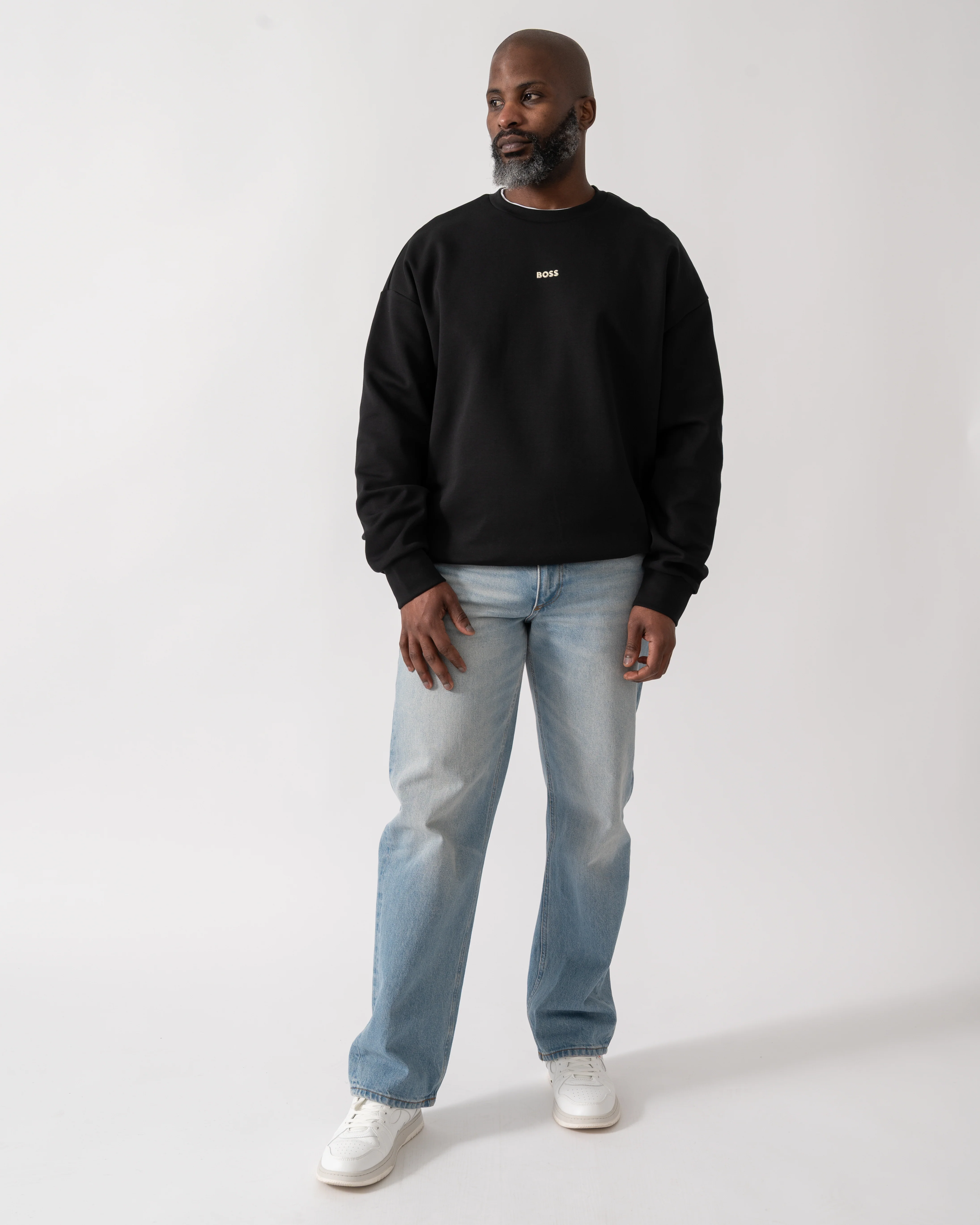 BOSS Green Stenson Mens Crew Neck Sweatshirt - Black 002 - Image 2