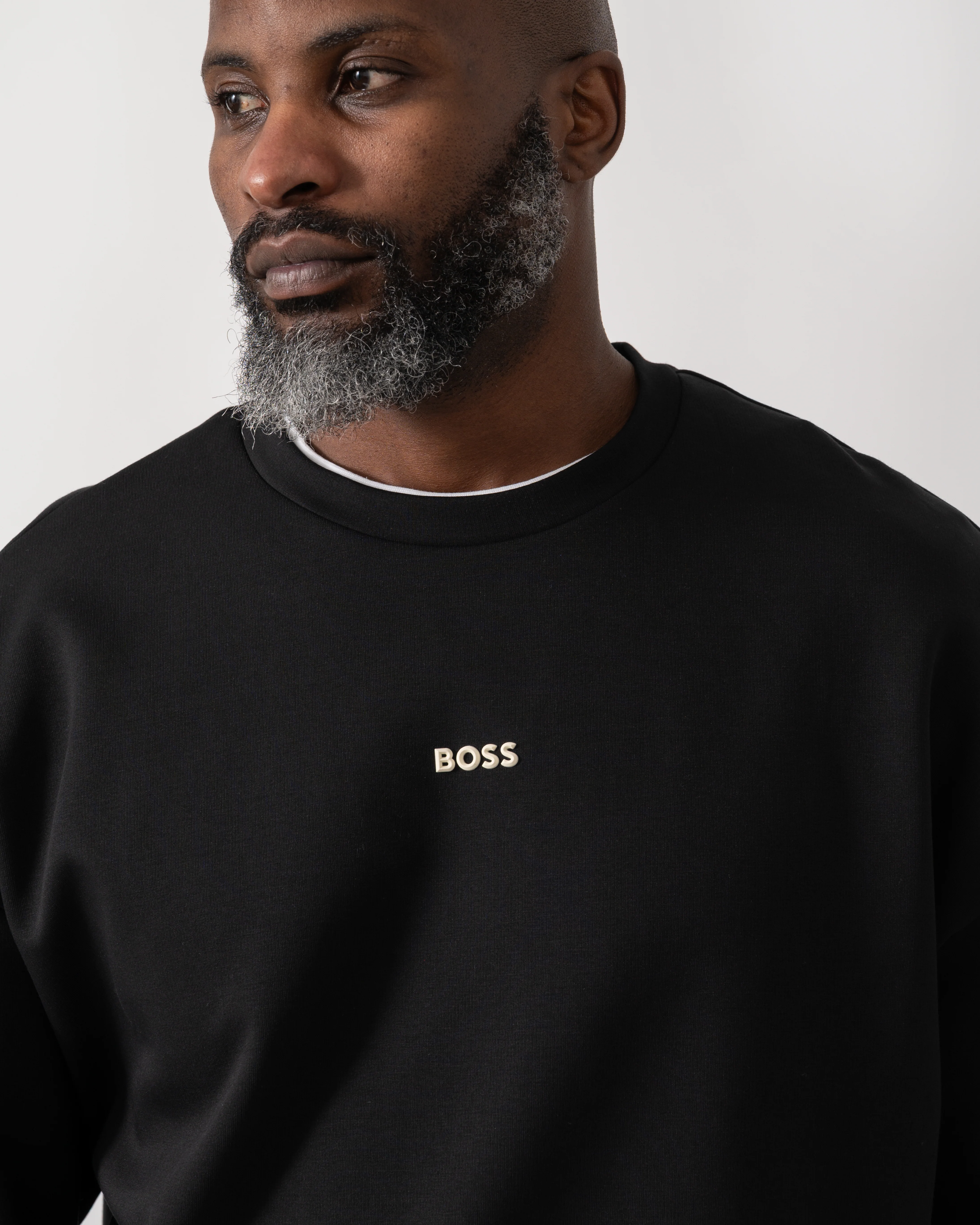 BOSS Green Stenson Mens Crew Neck Sweatshirt - Black 002 - Image 3