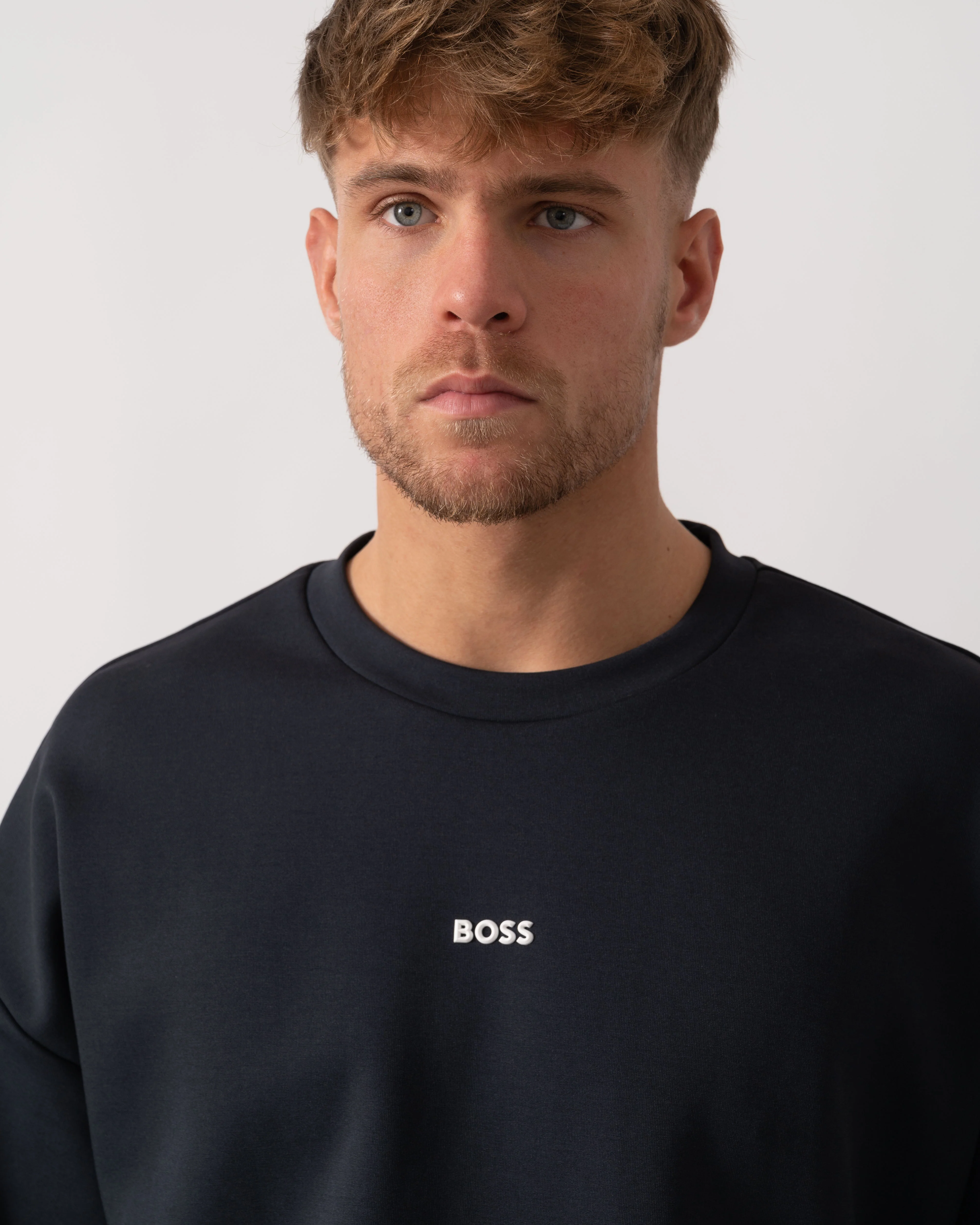 BOSS Green Stenson Mens Crew Neck Sweatshirt - Dark Blue 403 - Image 2