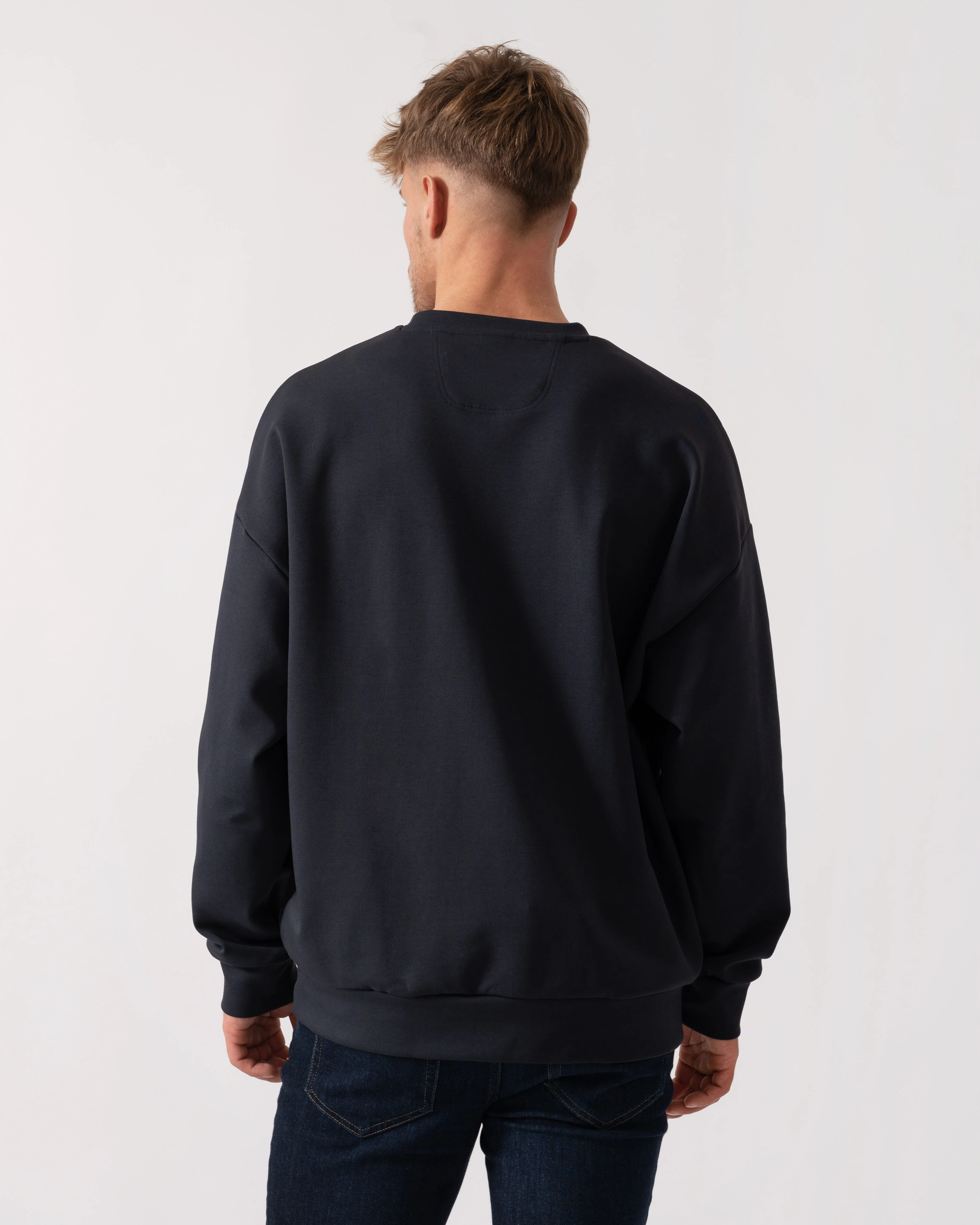 BOSS Green Stenson Mens Crew Neck Sweatshirt - Dark Blue 403 - Image 4