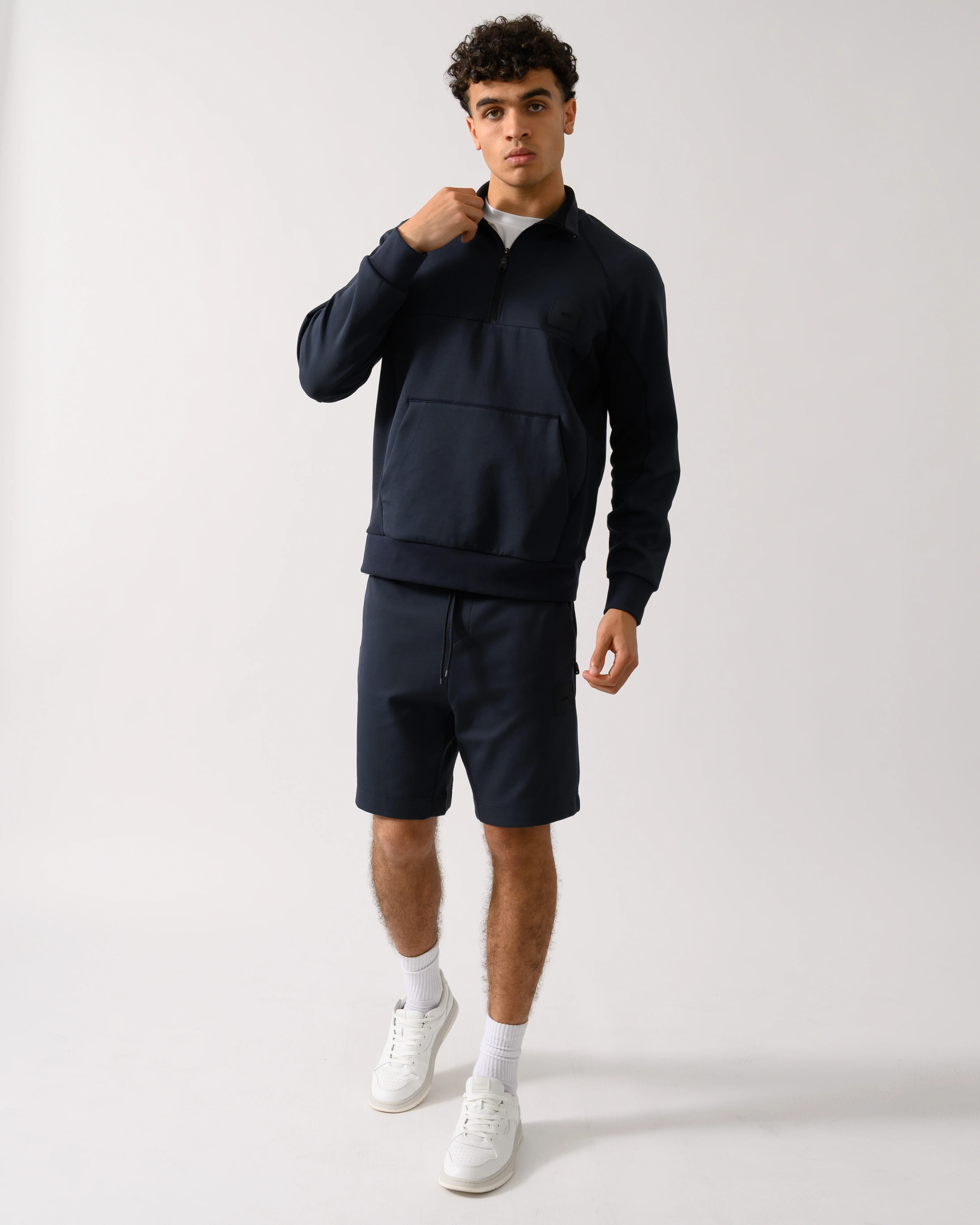 BOSS Green Sweat Rib Mens Half Zip Sweatshirt - Dark Blue 402 - Image 2