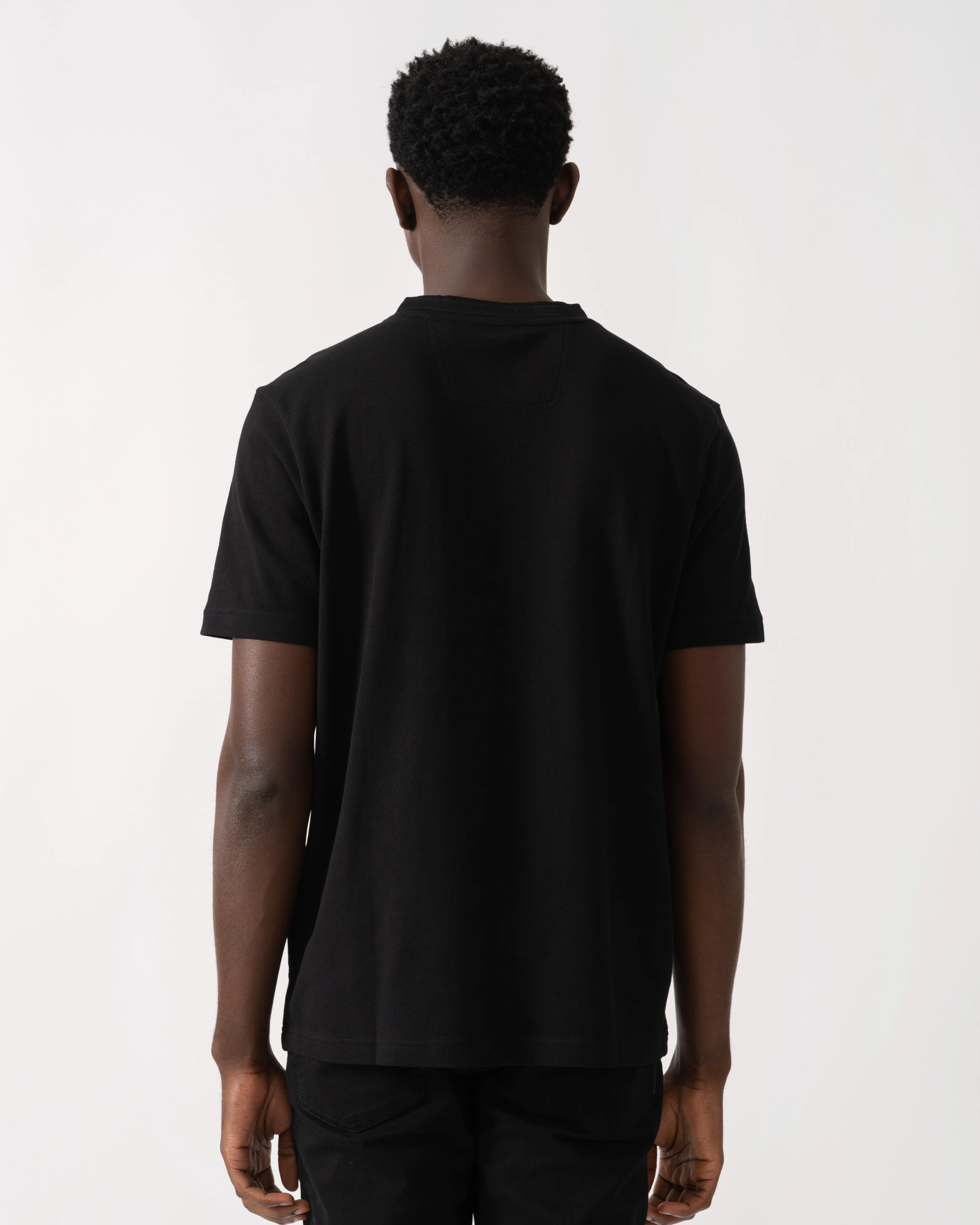 BOSS Green Taddy Mens Cotton Piqué T-Shirt with Oxford-Jacquard Back Collar - Black 008 - Image 4