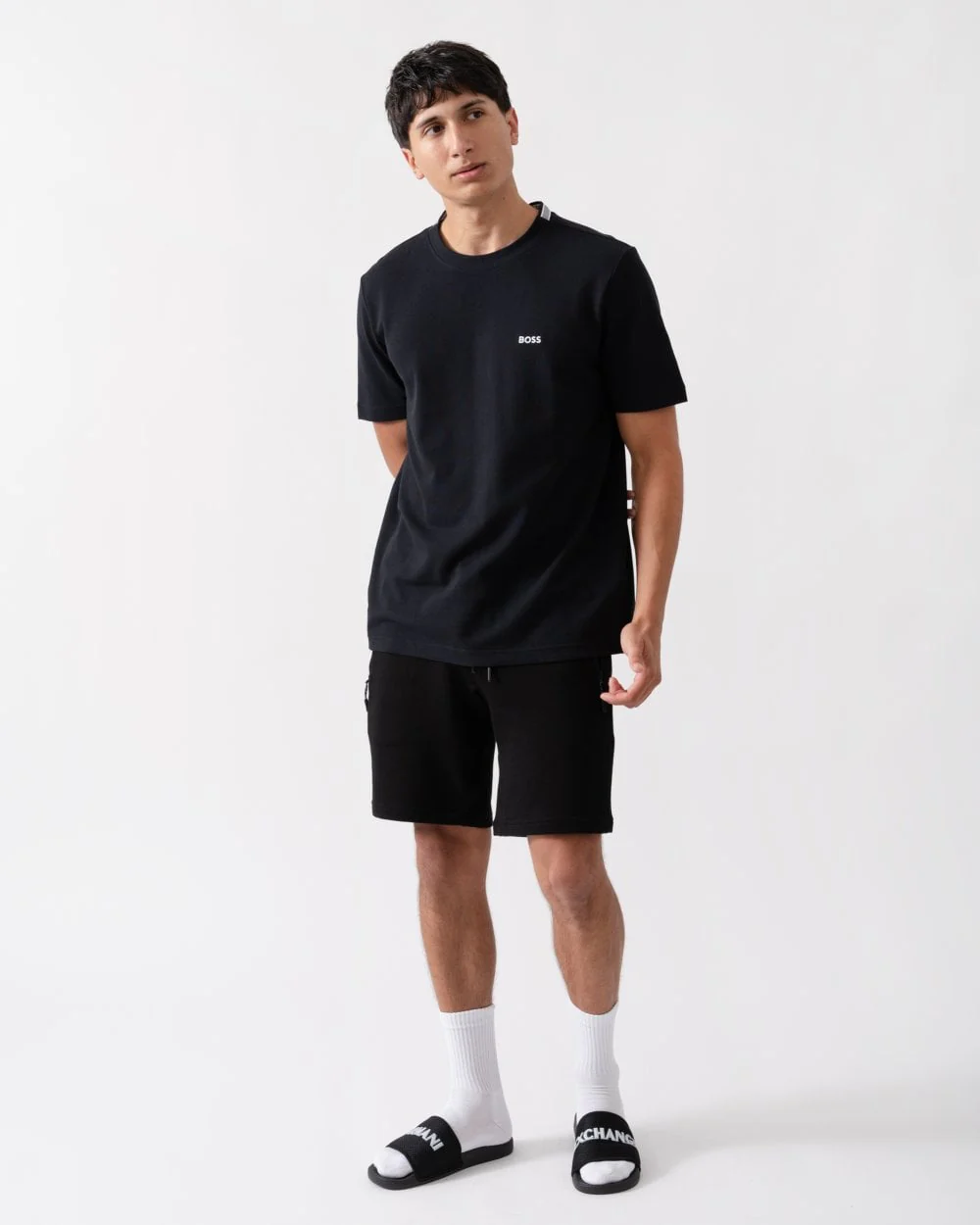 BOSS Green Taddy Mens Cotton Piqué T-Shirt with Oxford-Jacquard Back Collar - Dark Blue 402 - Image 3
