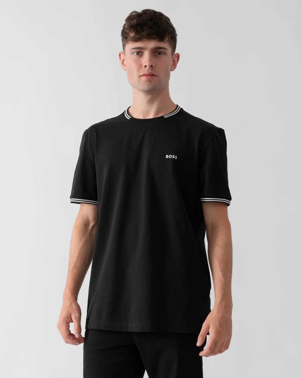 BOSS Green Taul Mens Stretch-Cotton T-Shirt with Stripes and Logo - Image 3