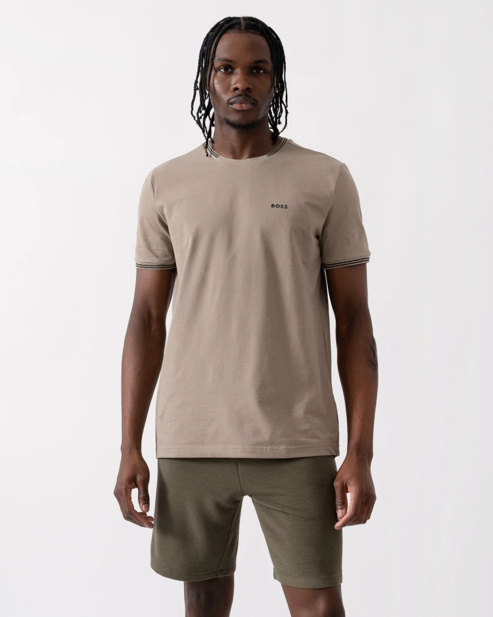 BOSS Green Taul Mens Stretch-Cotton T-Shirt with Stripes and Logo - Image 4