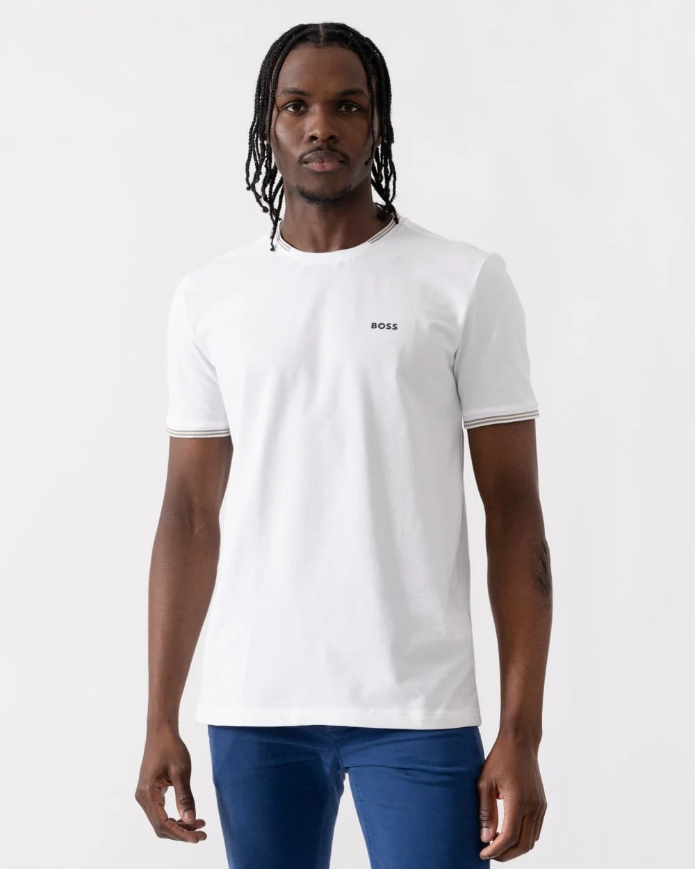 BOSS Green Taul Mens Stretch-Cotton T-Shirt with Stripes and Logo - Image 5