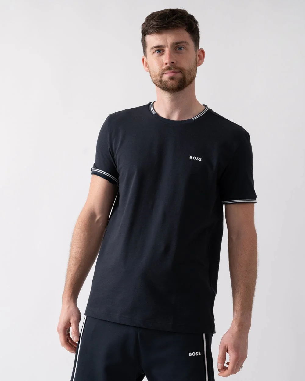 BOSS Green Taul Mens Stretch-Cotton T-Shirt with Stripes and Logo - Image 6