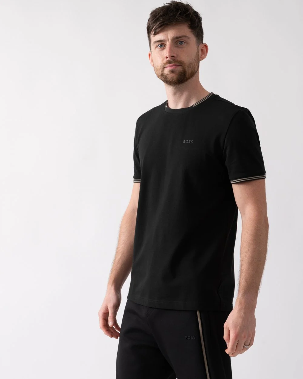 BOSS Green Taul Mens Stretch-Cotton T-Shirt with Stripes and Logo - Image 7