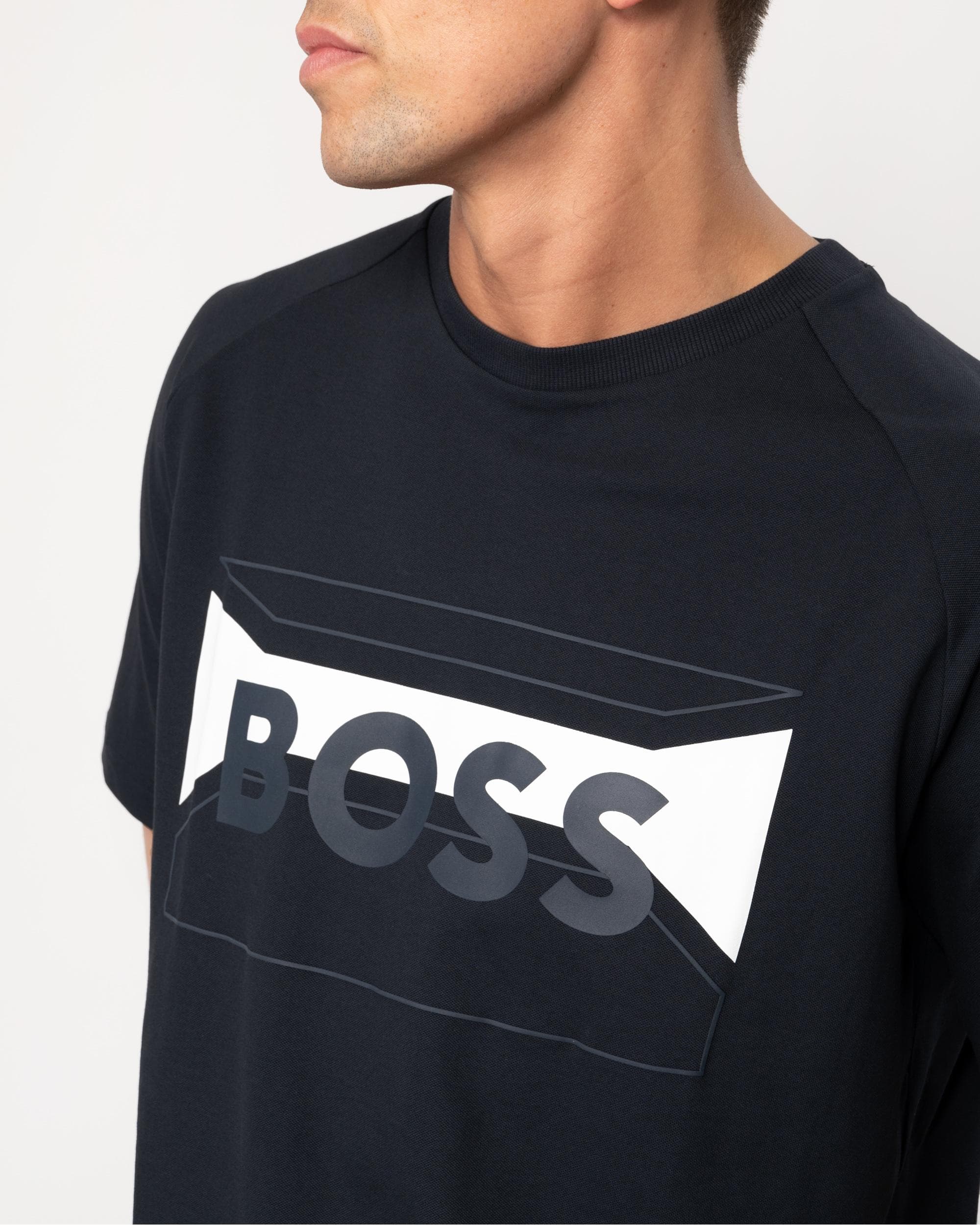 BOSS Green Tee 2 Mens Cotton-Blend Regular-Fit T-Shirt with Logo Artwork - Image 2
