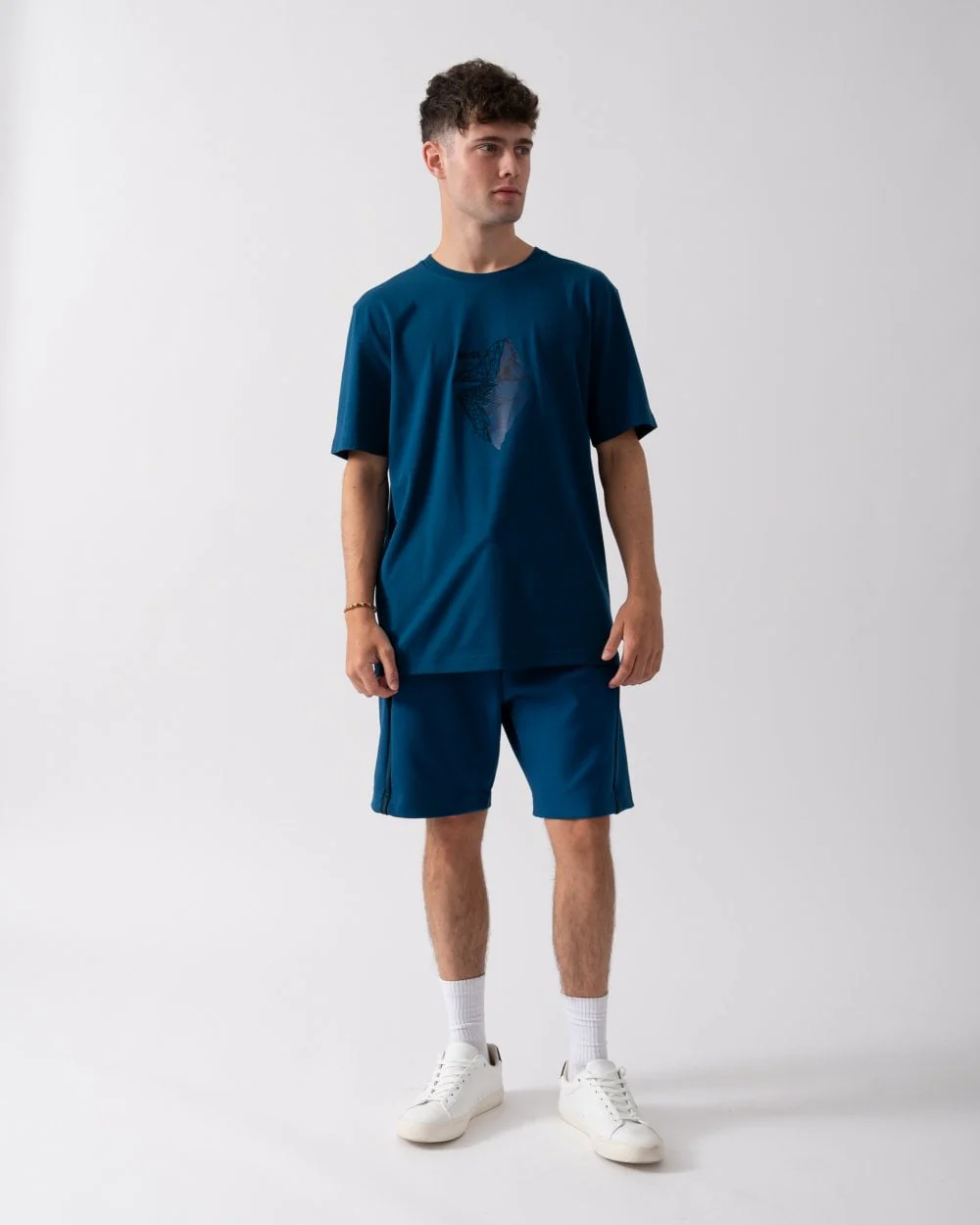 BOSS Green Tee 8 Mens Graphic Print T-Shirt - Open Blue 494 - Image 3
