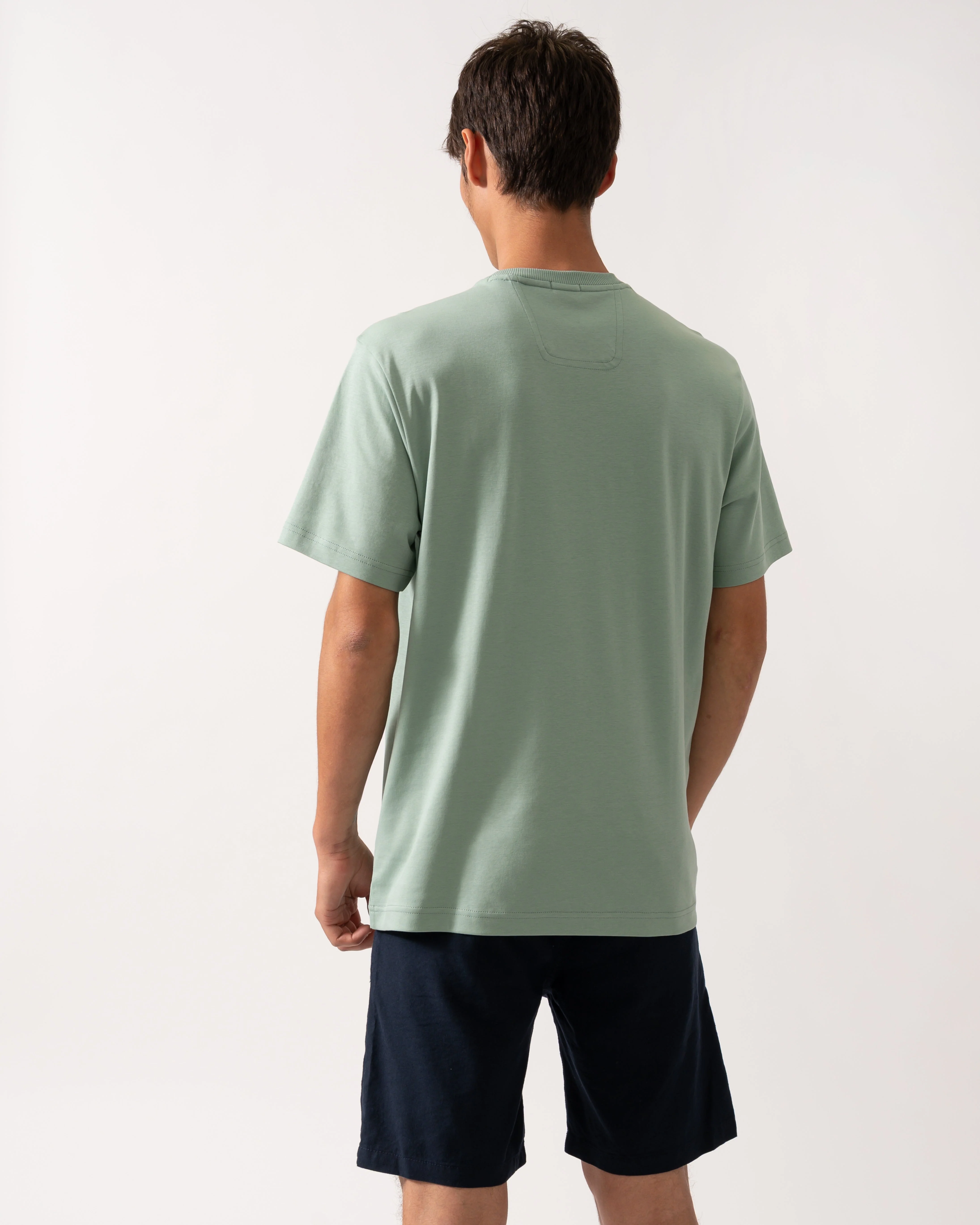 BOSS Green Tee Mens Interlock-Cotton T-Shirt with Circle Artwork - Open Green 357 - Image 4